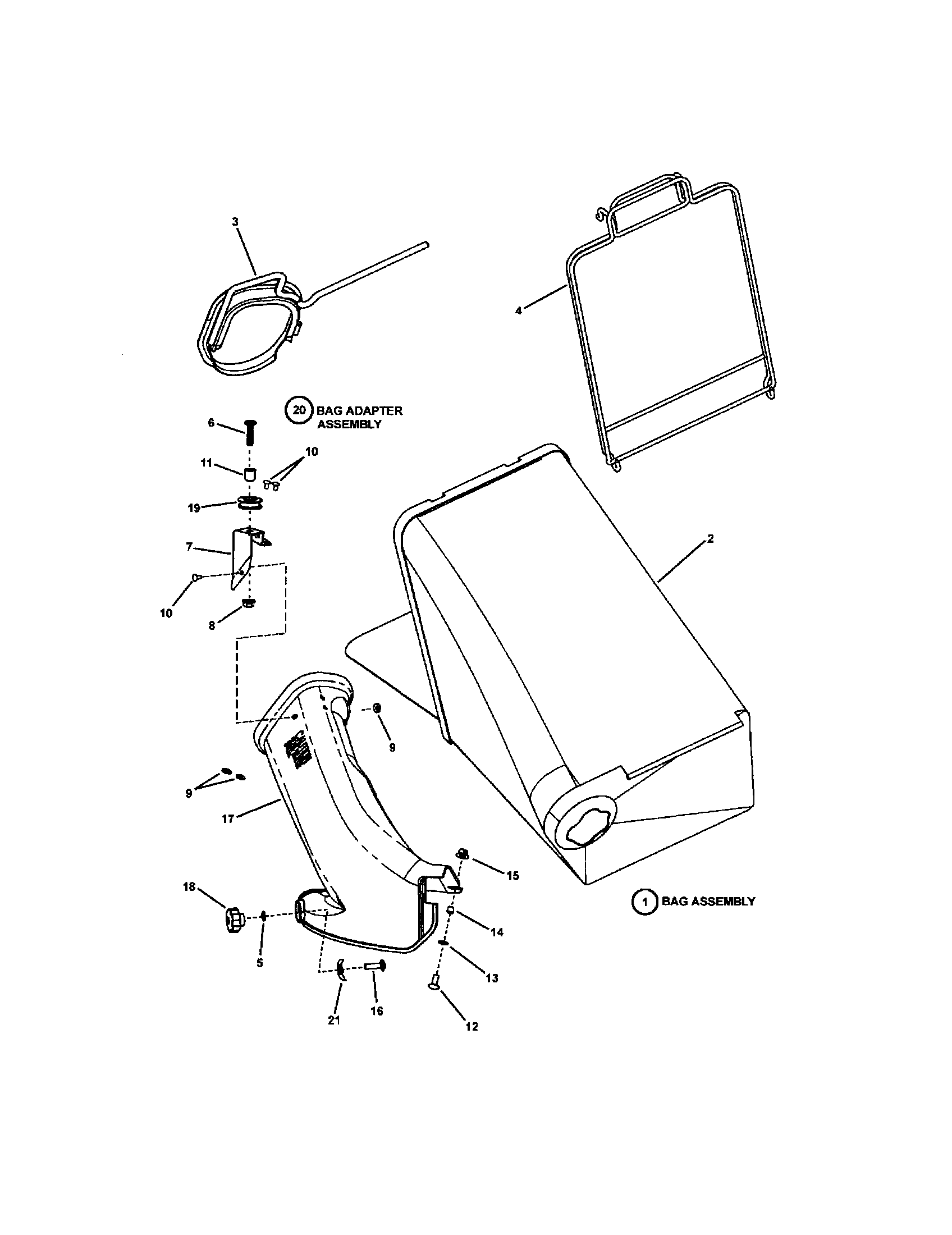Snapper 7800007 bagging components diagram