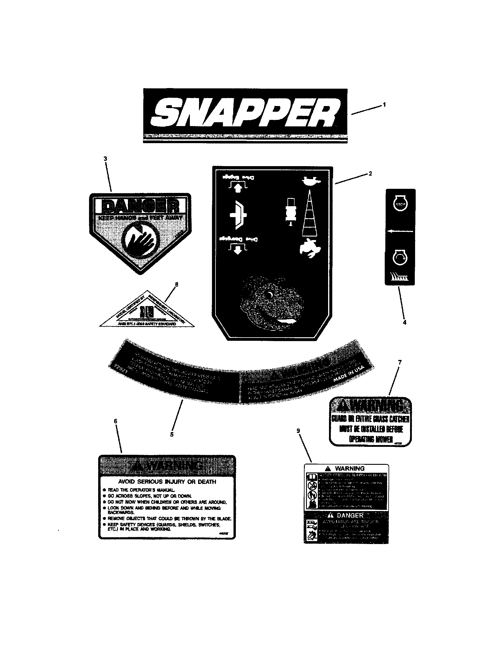 Snapper 7800007 decals diagram