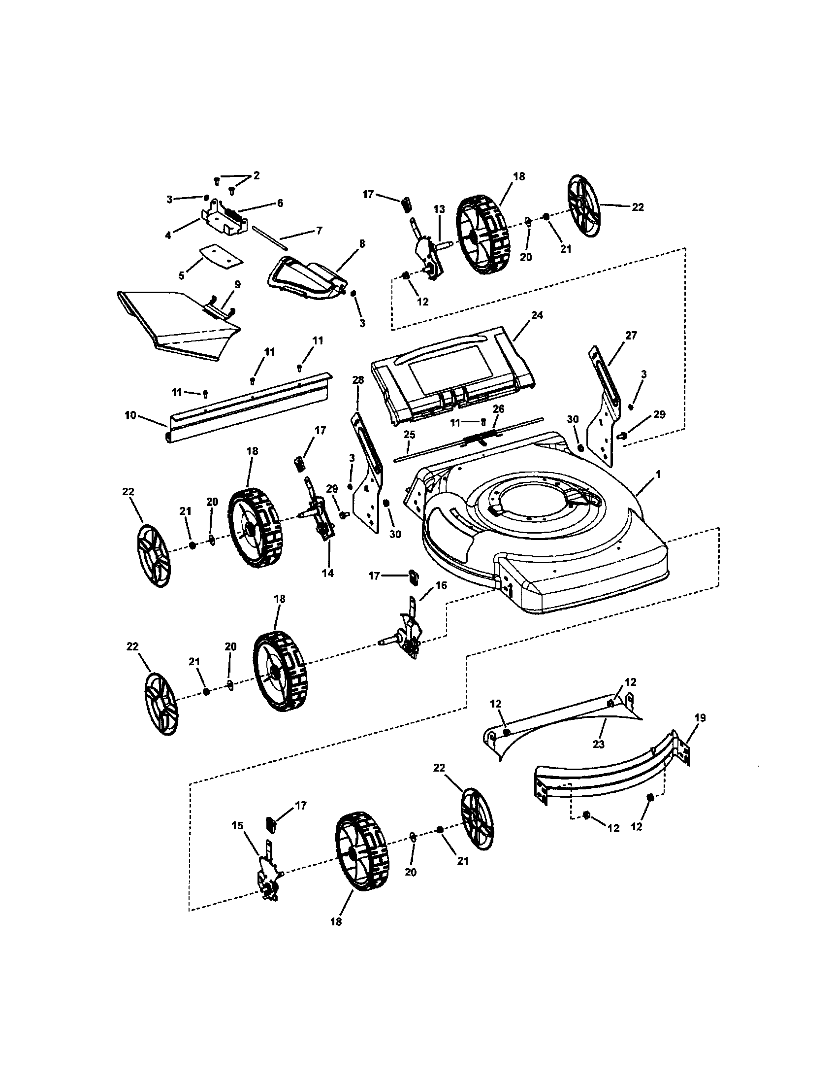 Snapper NS2265 (7800228) deck assembly (push) diagram