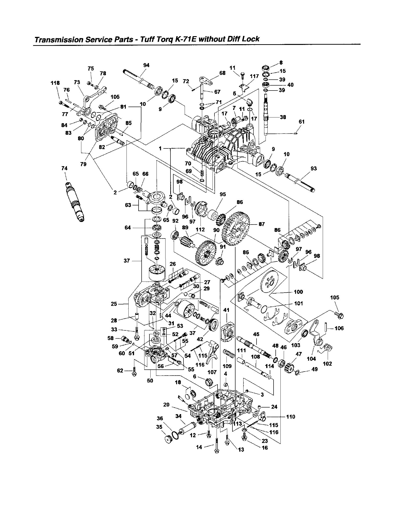 Snapper 2690118 transmission service parts diagram