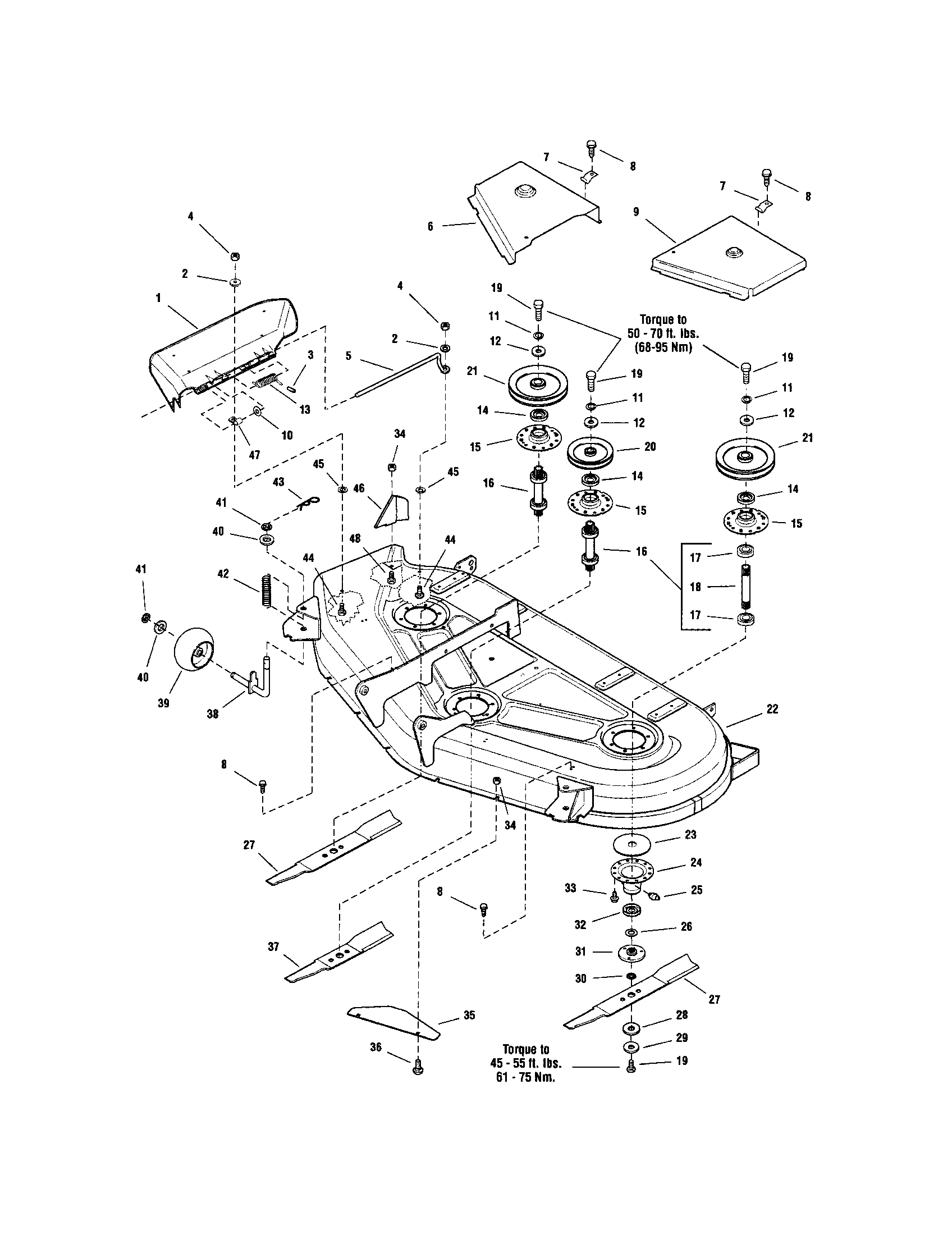 Snapper 2690118 54" mower deck-housing/arbors/blade diagram
