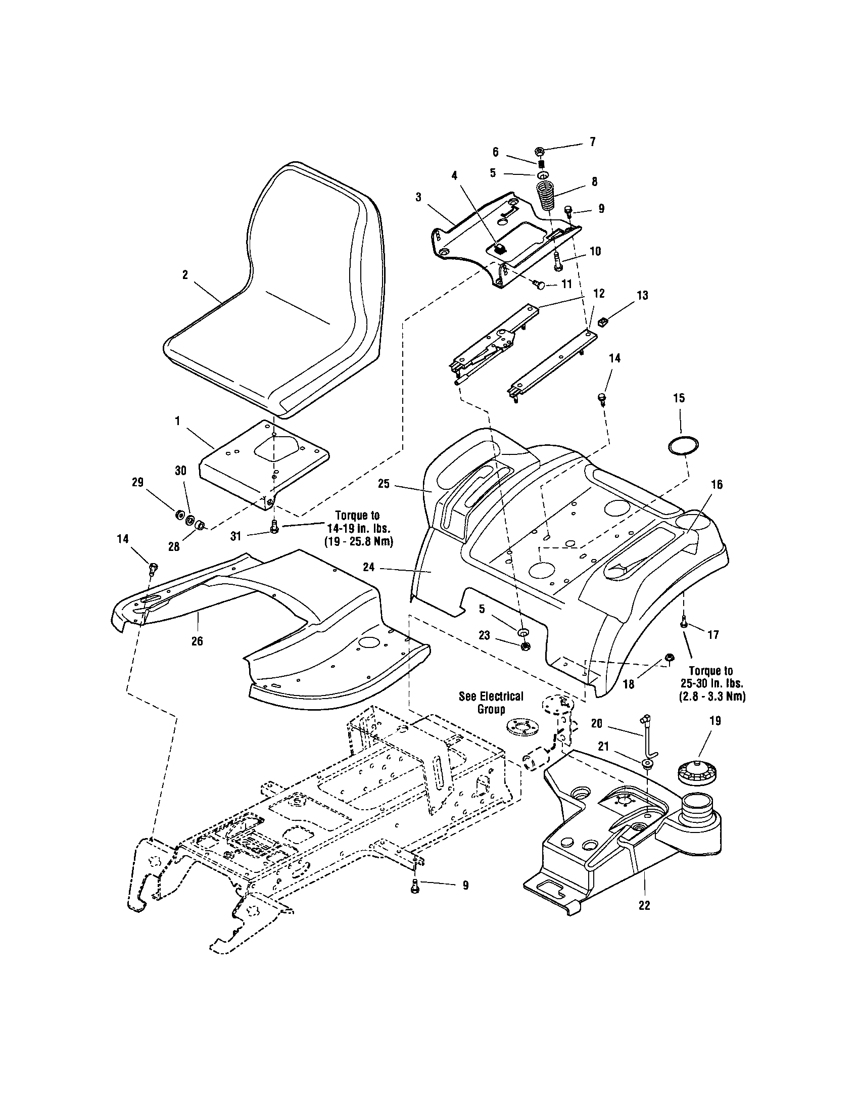 Snapper 2690258 seat/seat deck diagram