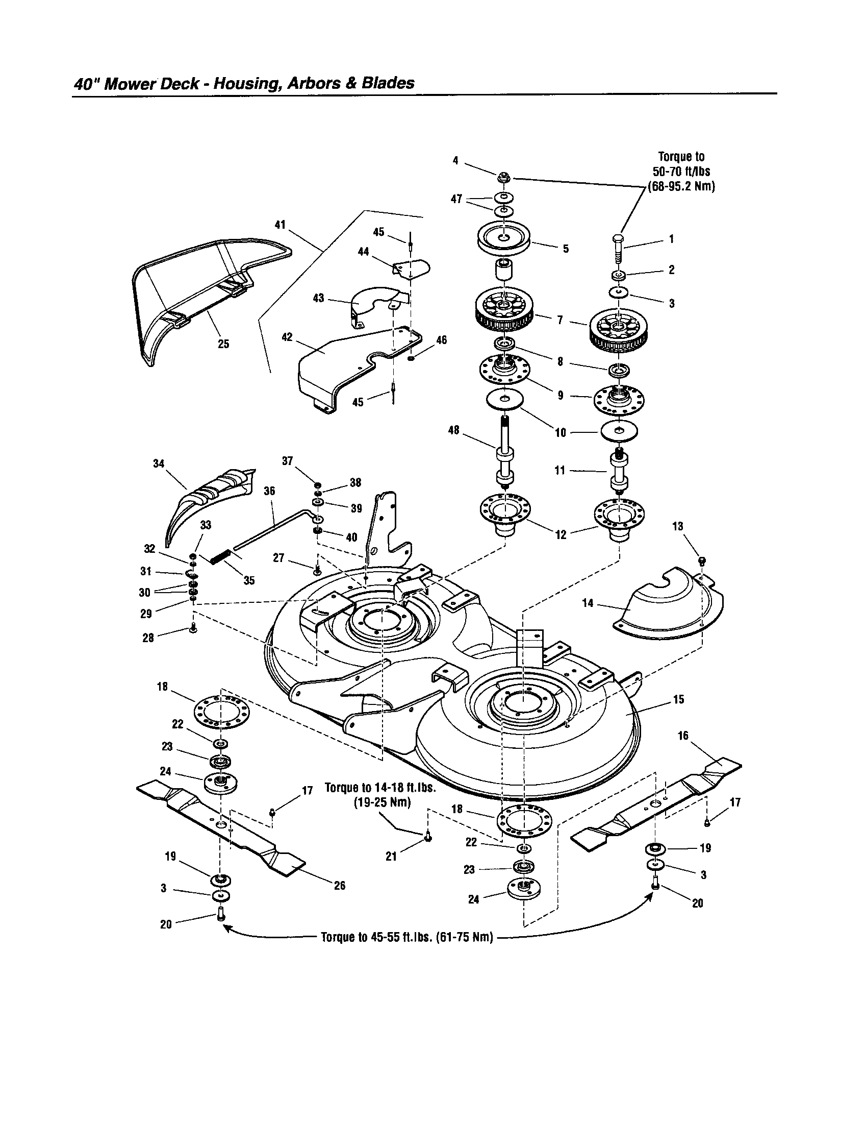 Snapper LT2040 (2690500) housing/arbors/blades diagram