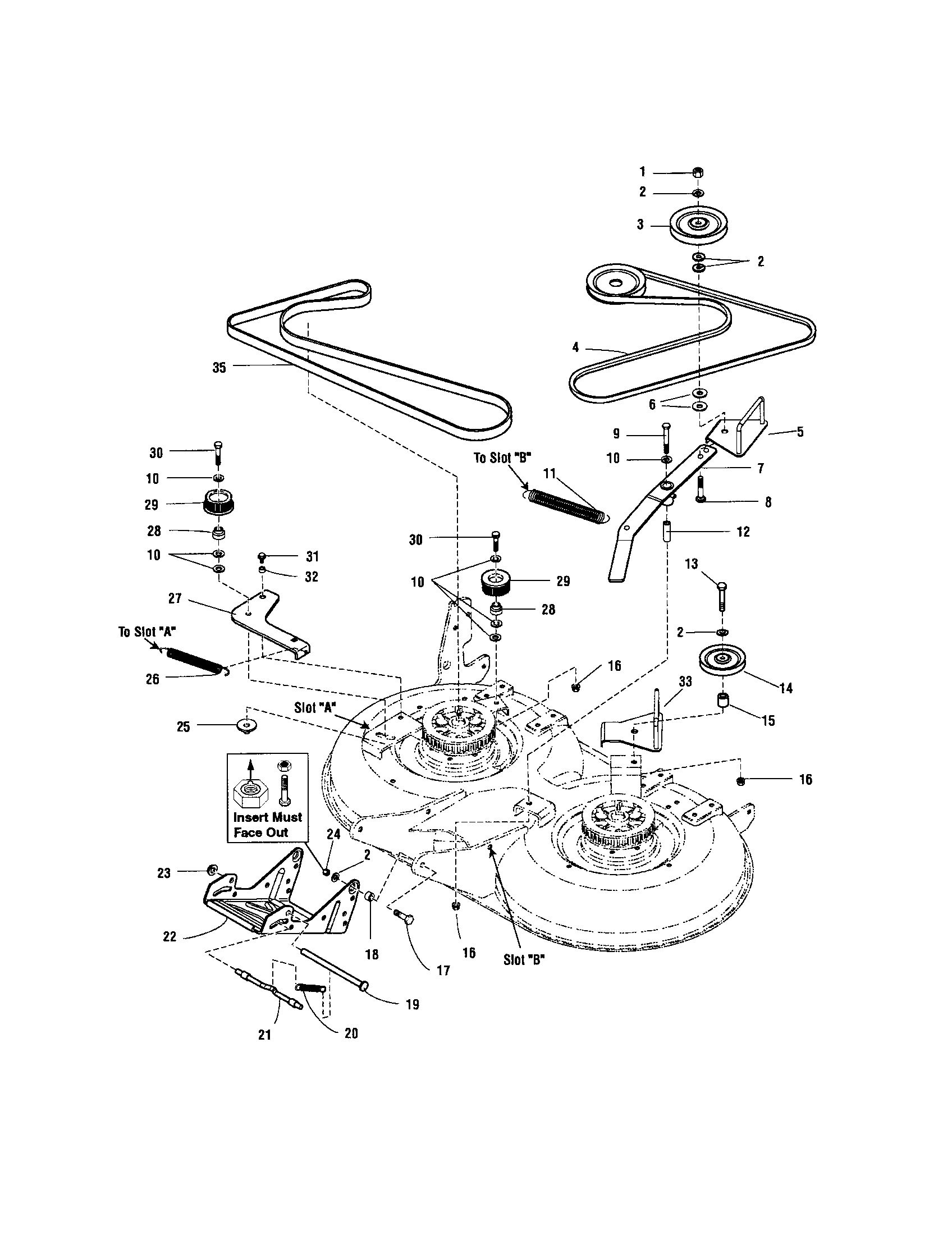 Snapper LT2040 (2690500) 40" mower deck-belt/idler arm/hitch diagram