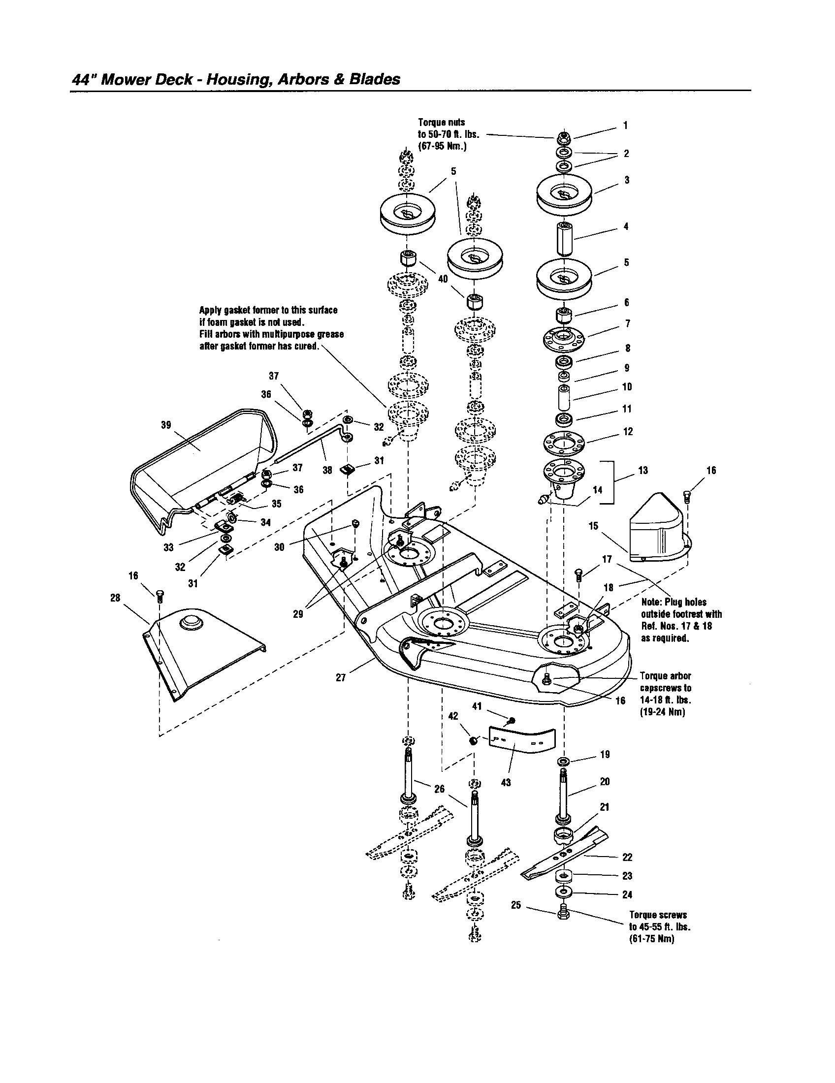 Snapper LT2040 (2690500) housing/arbors/blades diagram