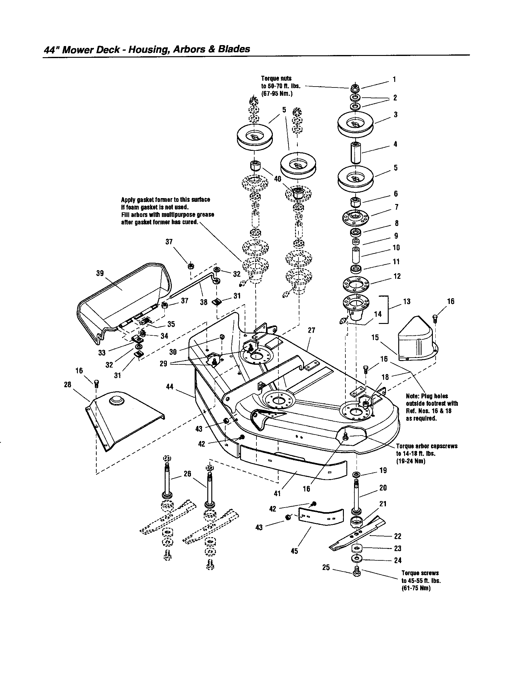 Snapper LT2040 (2690500) housing/arbors/blades diagram