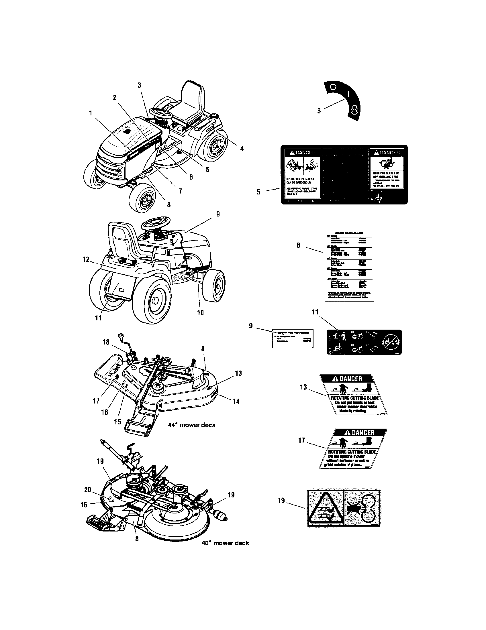 Snapper LT2040 (2690500) decals diagram