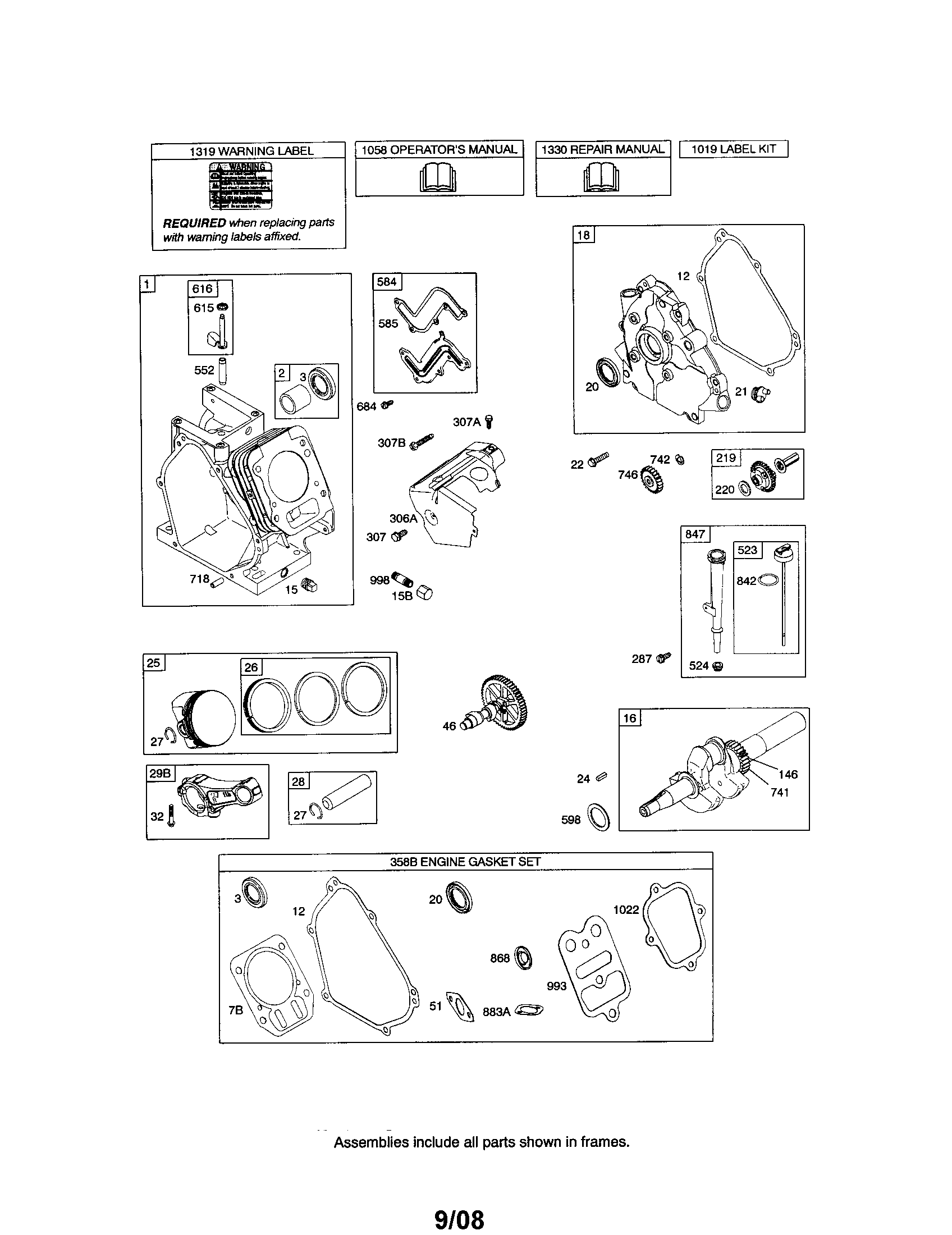 Snapper 130887260 cylinder/crankcase/crankshaft diagram