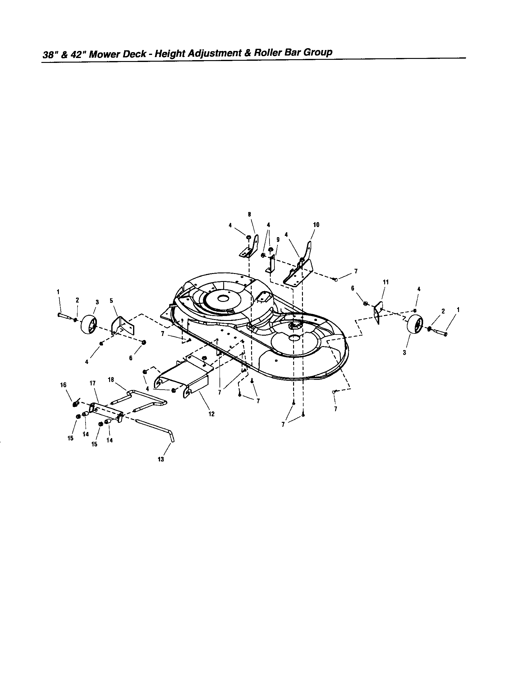 Snapper LT18500 (2690518) height adjustment/roller bar diagram