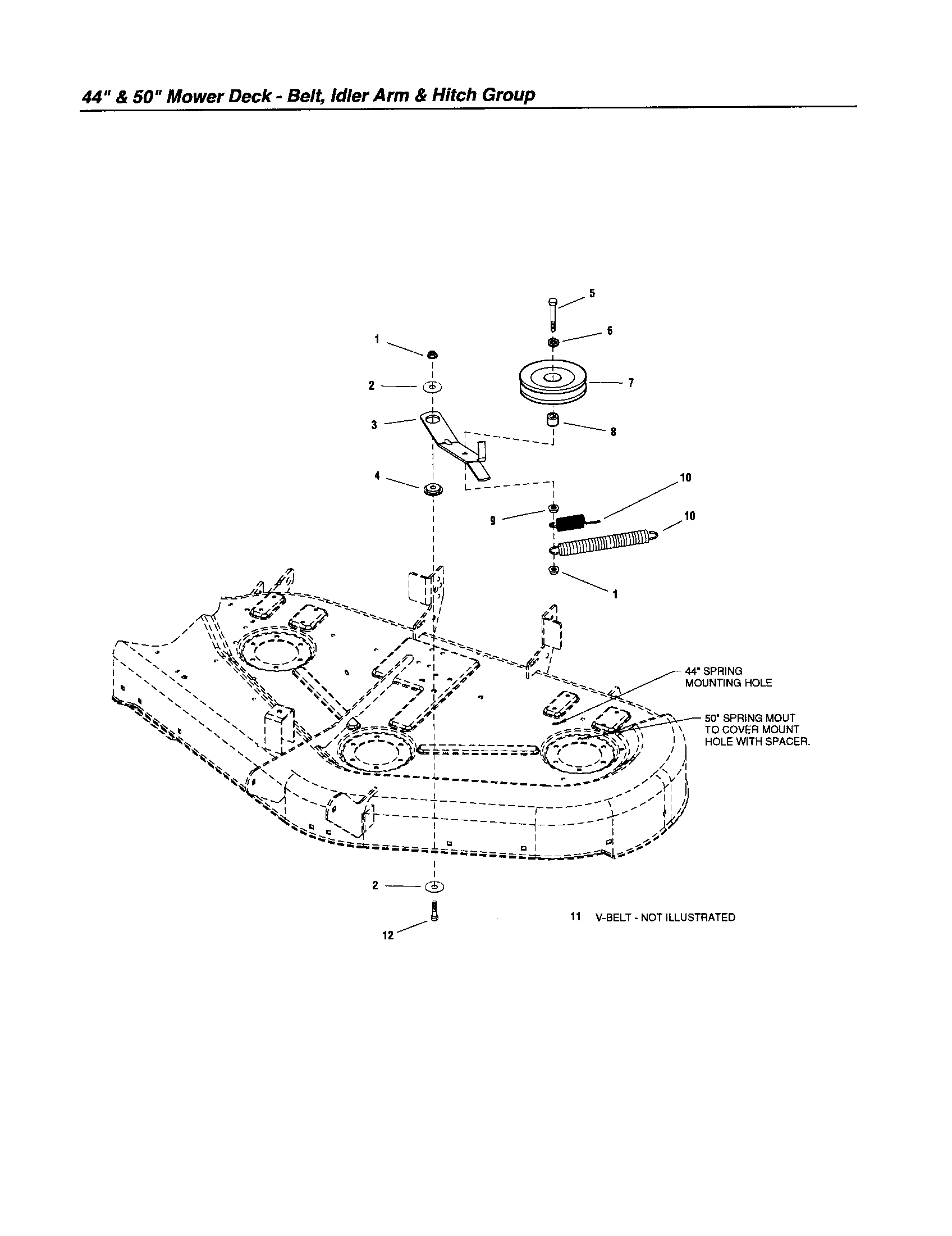Snapper LT18500 (2690518) belt/idler arm/hitch diagram