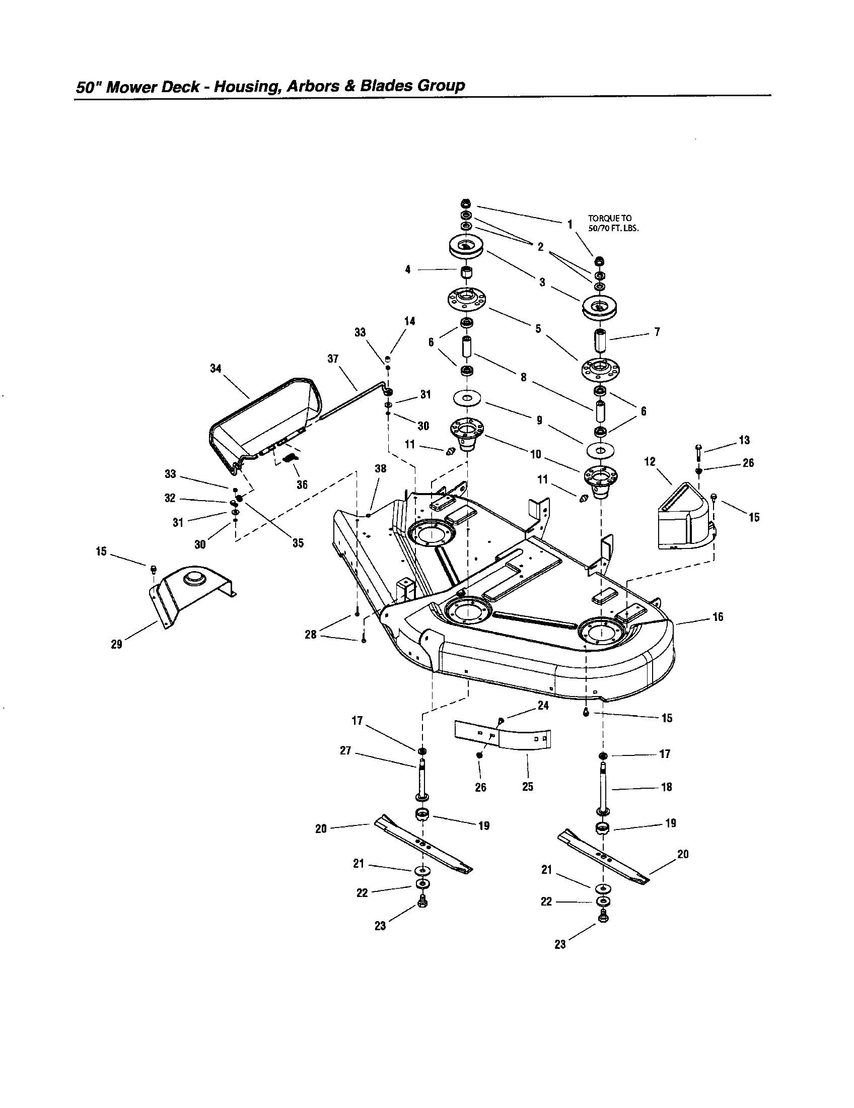 Snapper LT18500 (2690518) housing/arbors/blades diagram