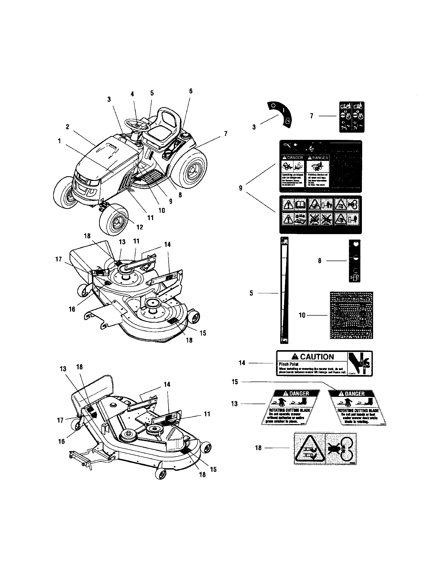 Snapper LT18500 (2690518) decals diagram