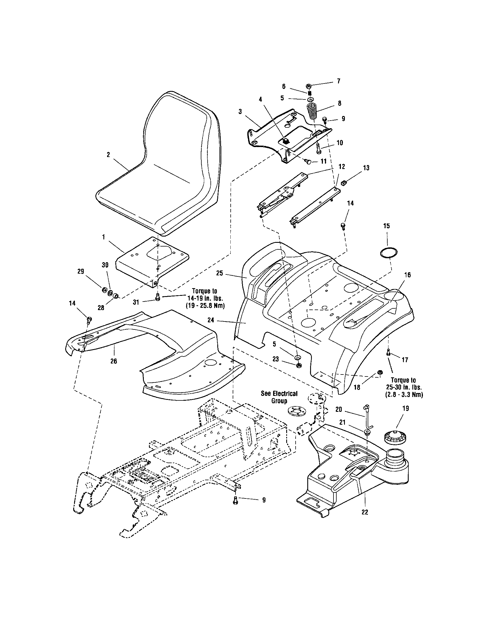 Snapper 2690630 seat/seat deck diagram