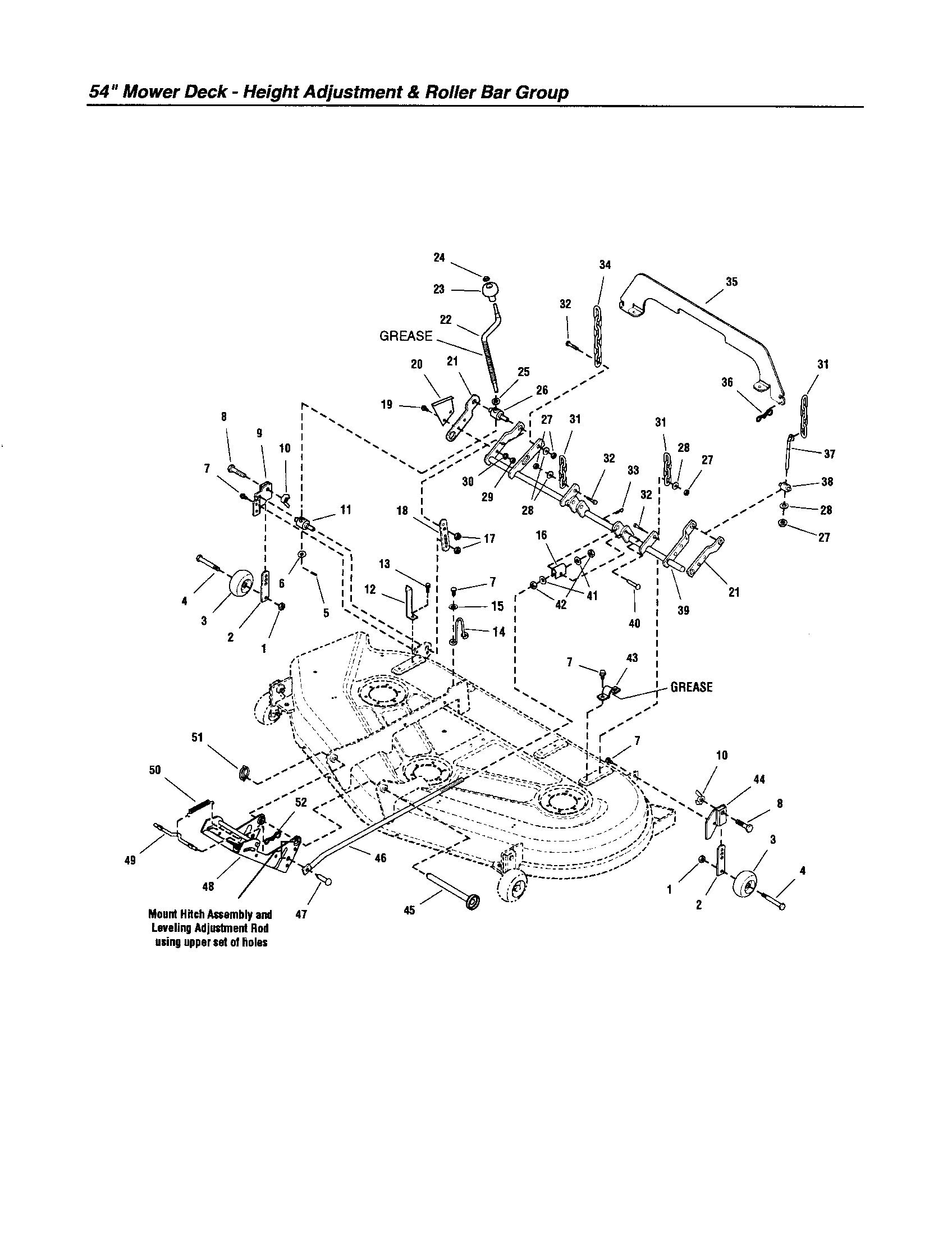 Snapper 2690630 height adjustment/roller bar diagram