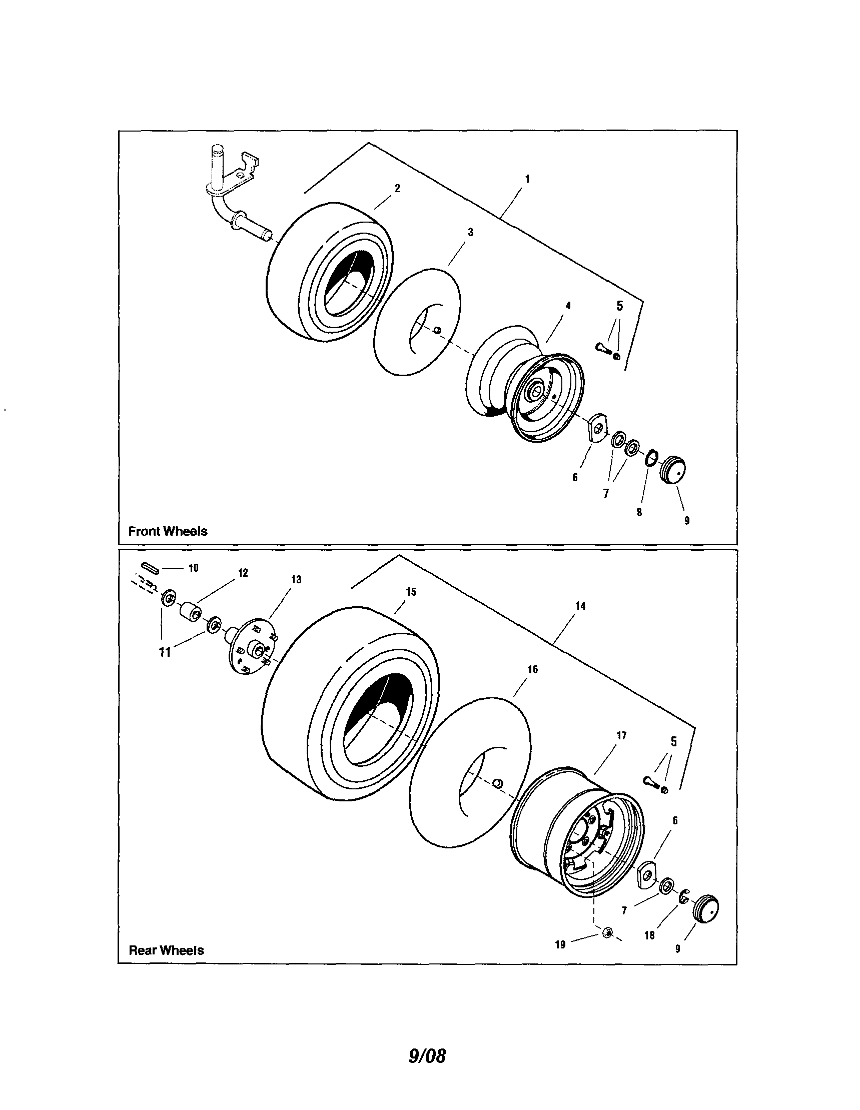 Snapper YT2300 (2690503) wheels and tires diagram