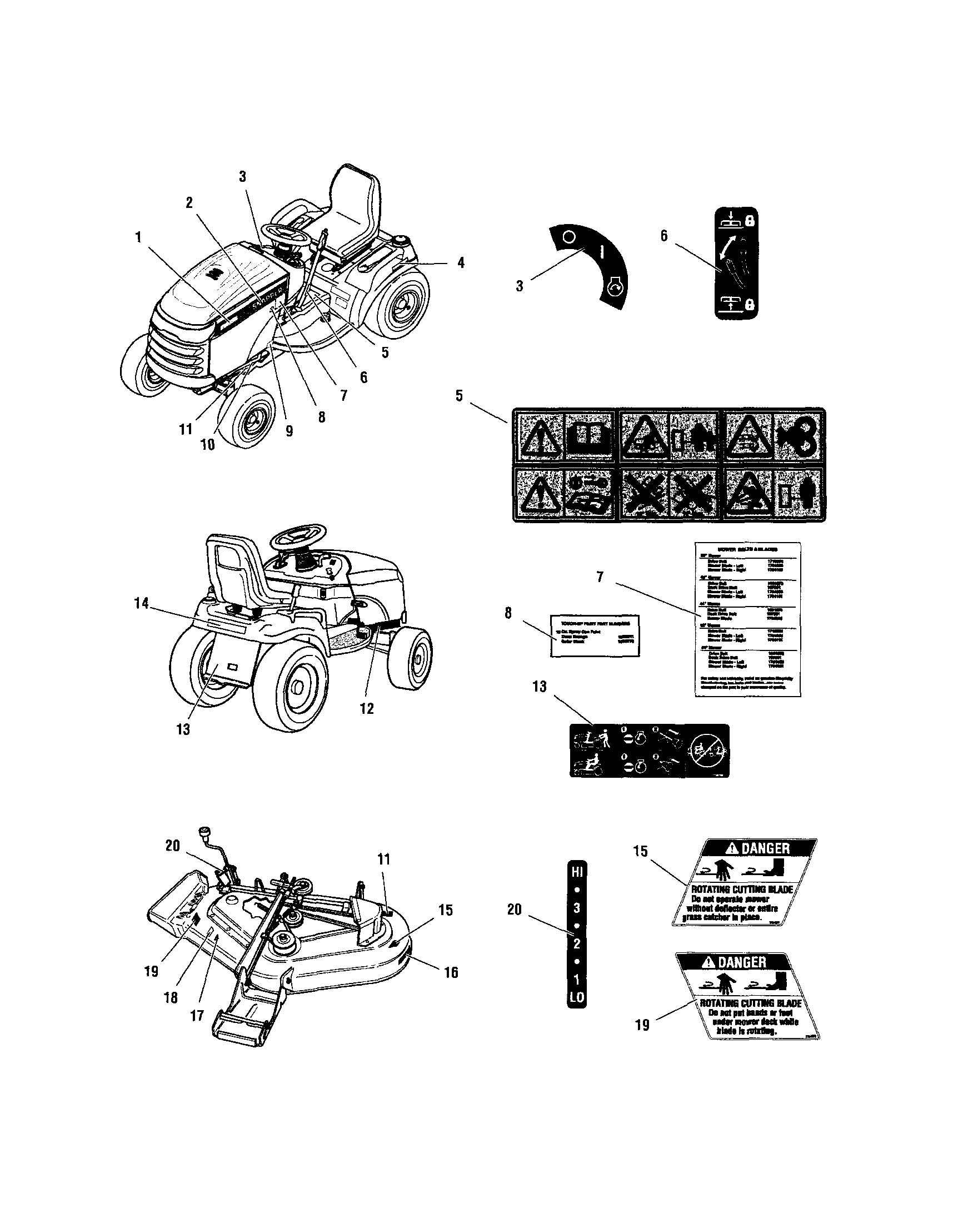 Snapper YT2300 (2690503) decals diagram