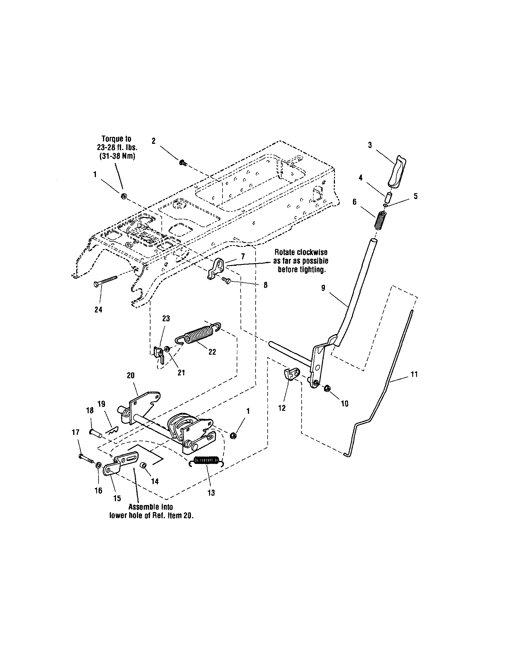 Snapper YT2300 (2690503) lift-manual lift diagram