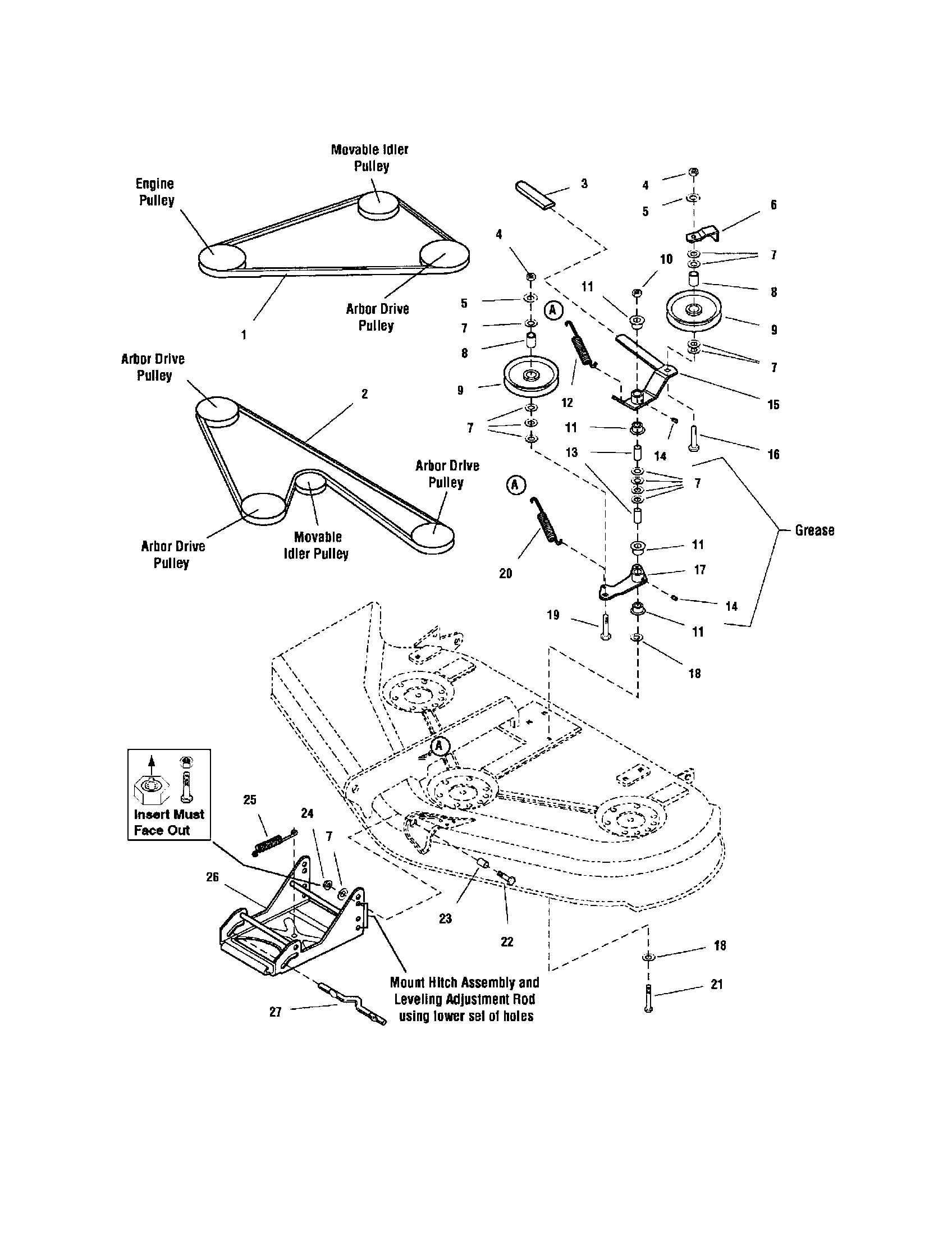 Snapper YT2300 (2690503) 50" mower deck-clutch/support diagram