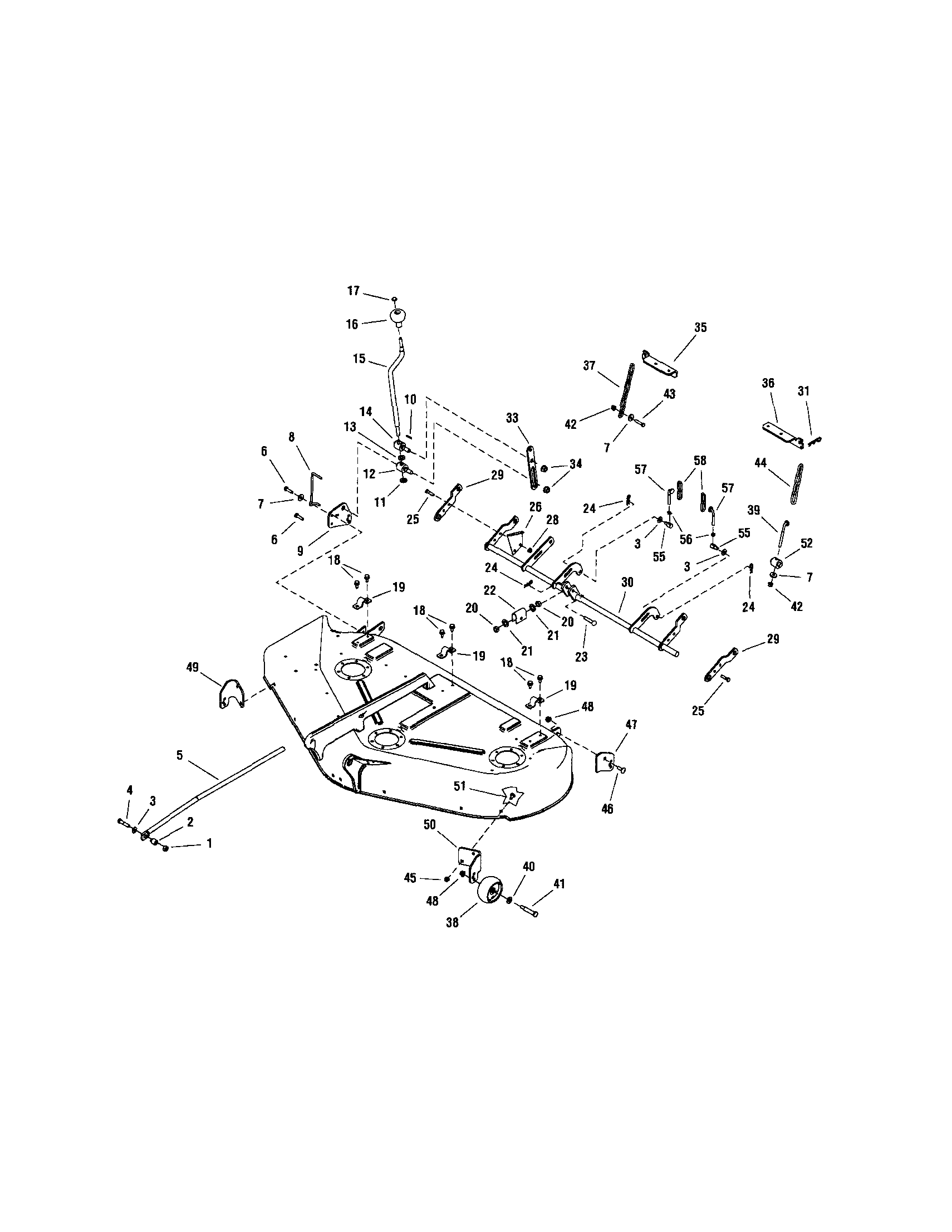 Snapper YT2300 (2690503) 50" mower deck-height adjust diagram