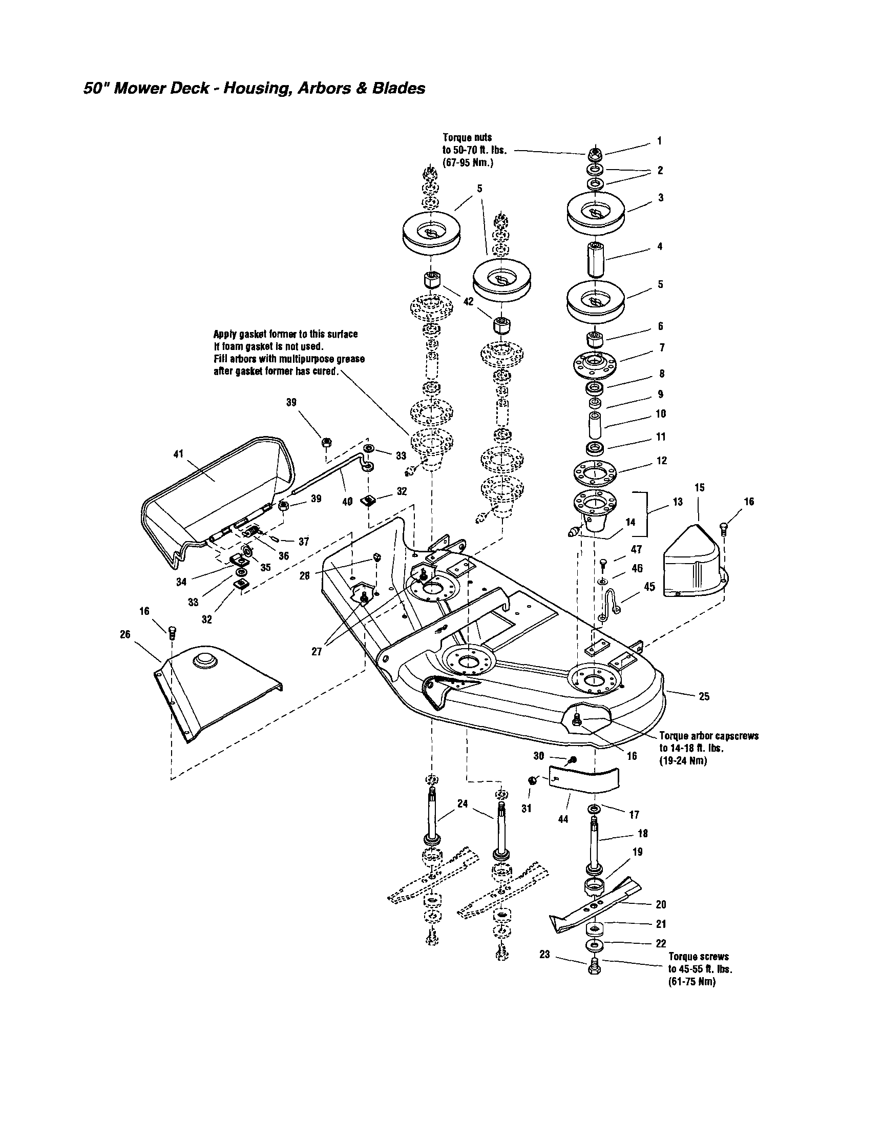 Snapper YT2300 (2690503) housing/arbors/blades diagram