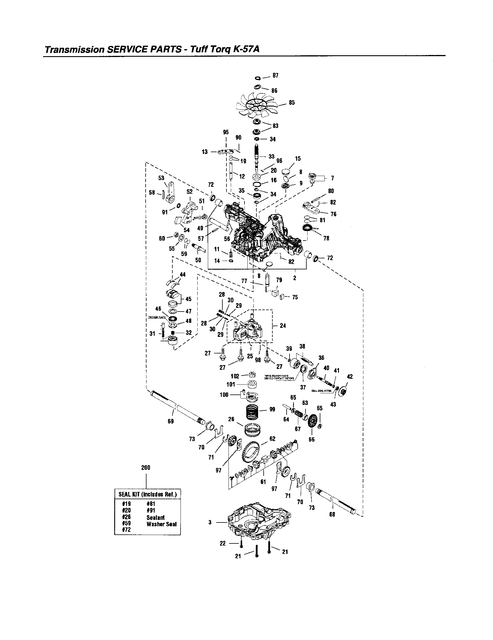 Snapper 2690655 transmission service parts diagram