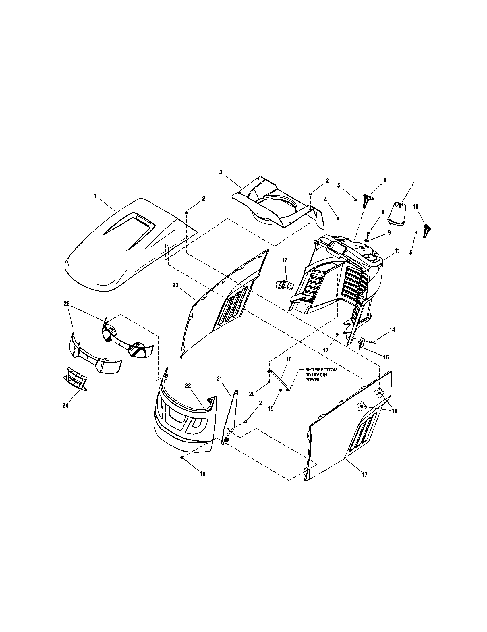 Snapper LT2044 (2690714) hood/grille/dash diagram