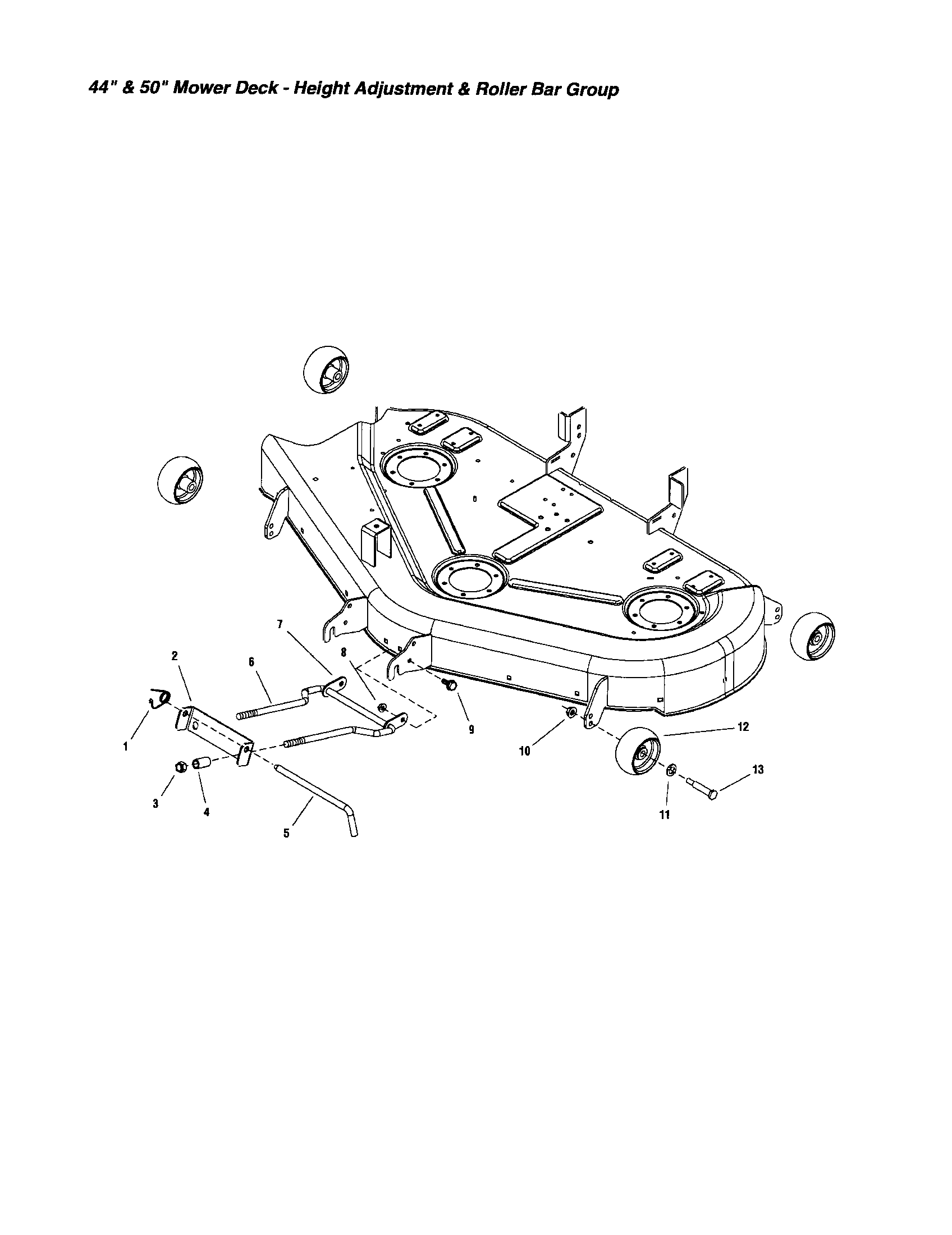 Snapper LT2044 (2690714) height adjustment/roller bar diagram