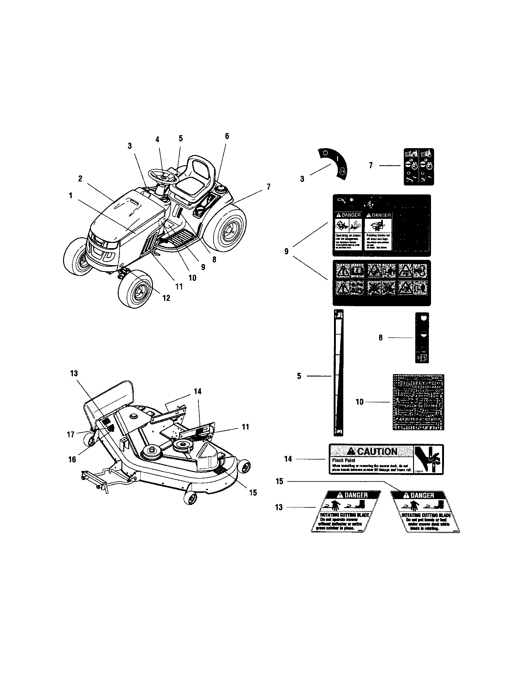 Snapper LT2044 (2690714) decals diagram
