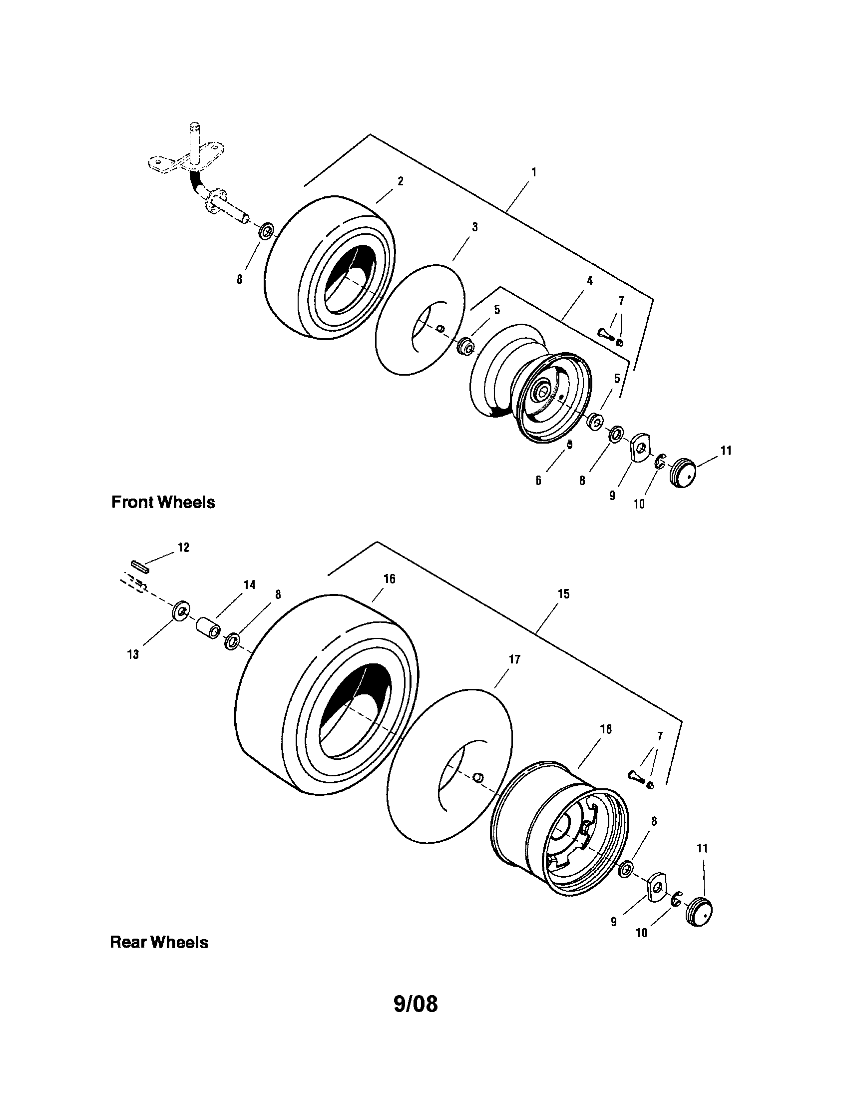 Snapper 2690577 wheels and tires diagram