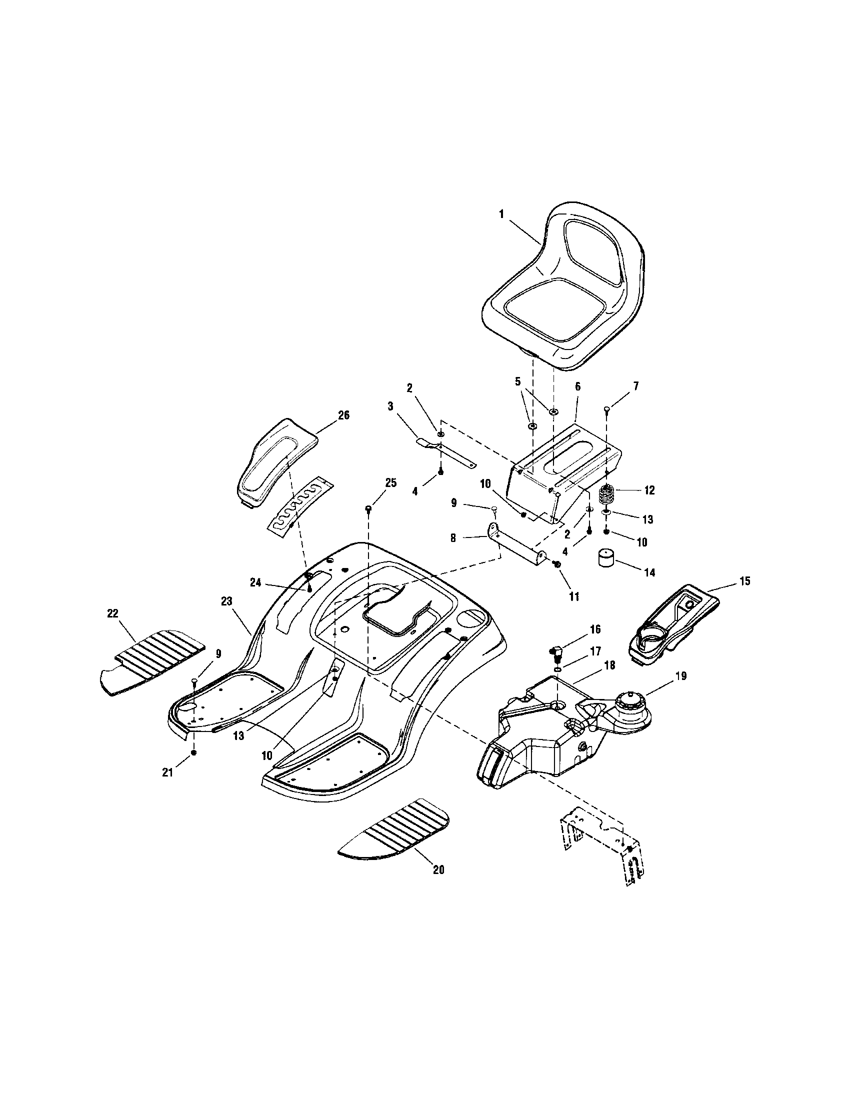 Snapper 2690577 seat deck/fuel tank diagram