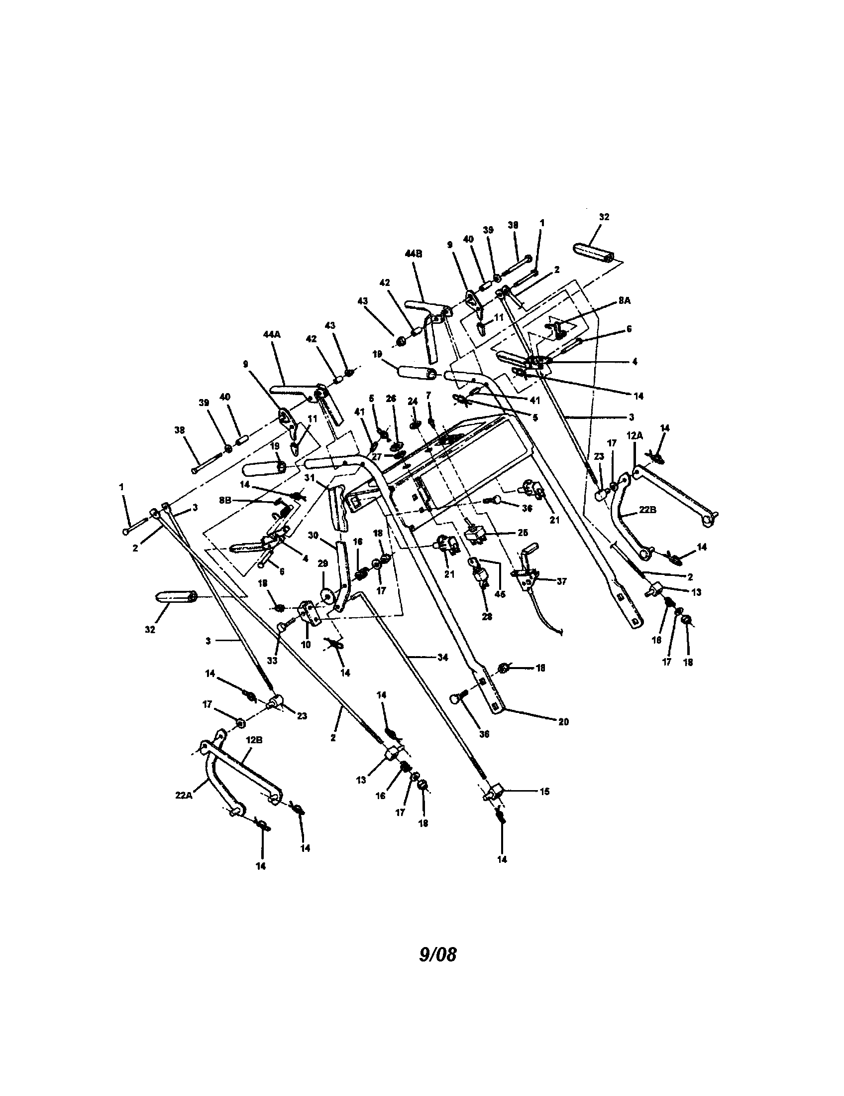 Snapper SPE1250KW pistol grip handle/control diagram