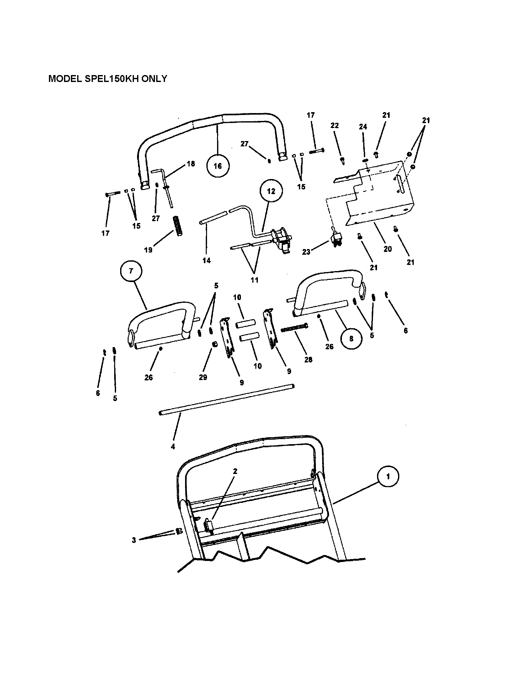 Snapper SPE1250KW loop handle/controls (traction) diagram