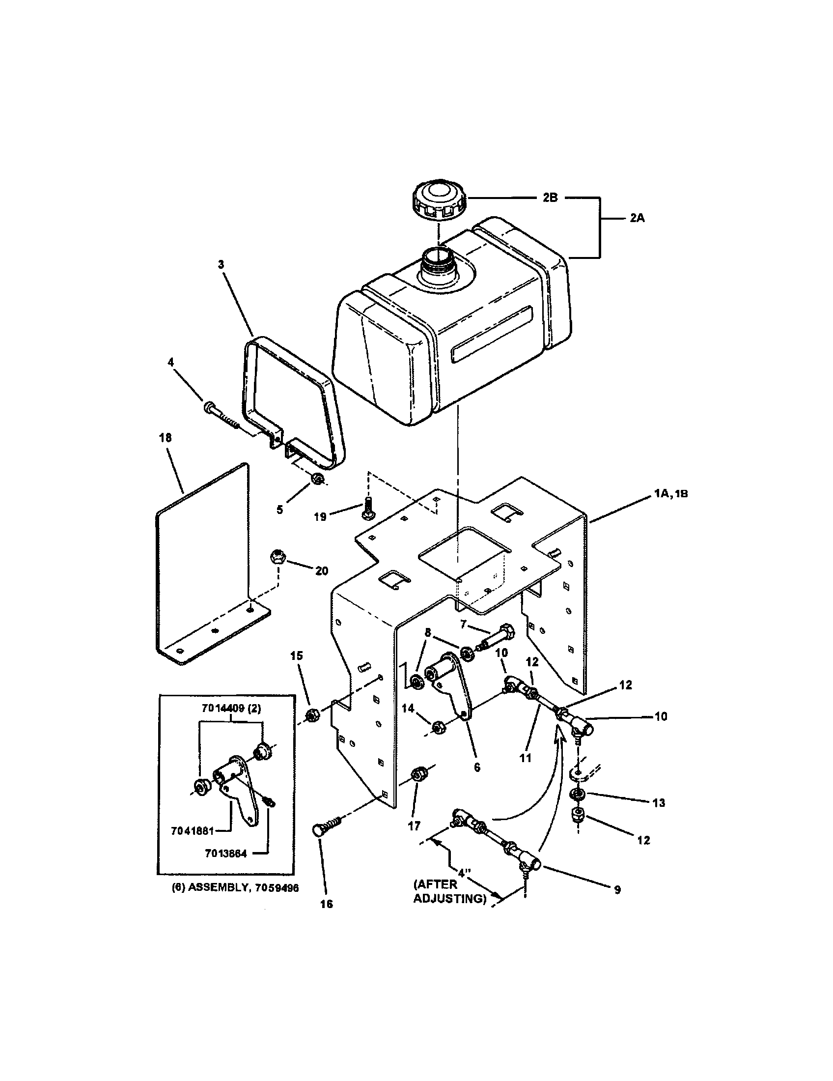 Snapper SPE1250KW fuel tank/bracket diagram