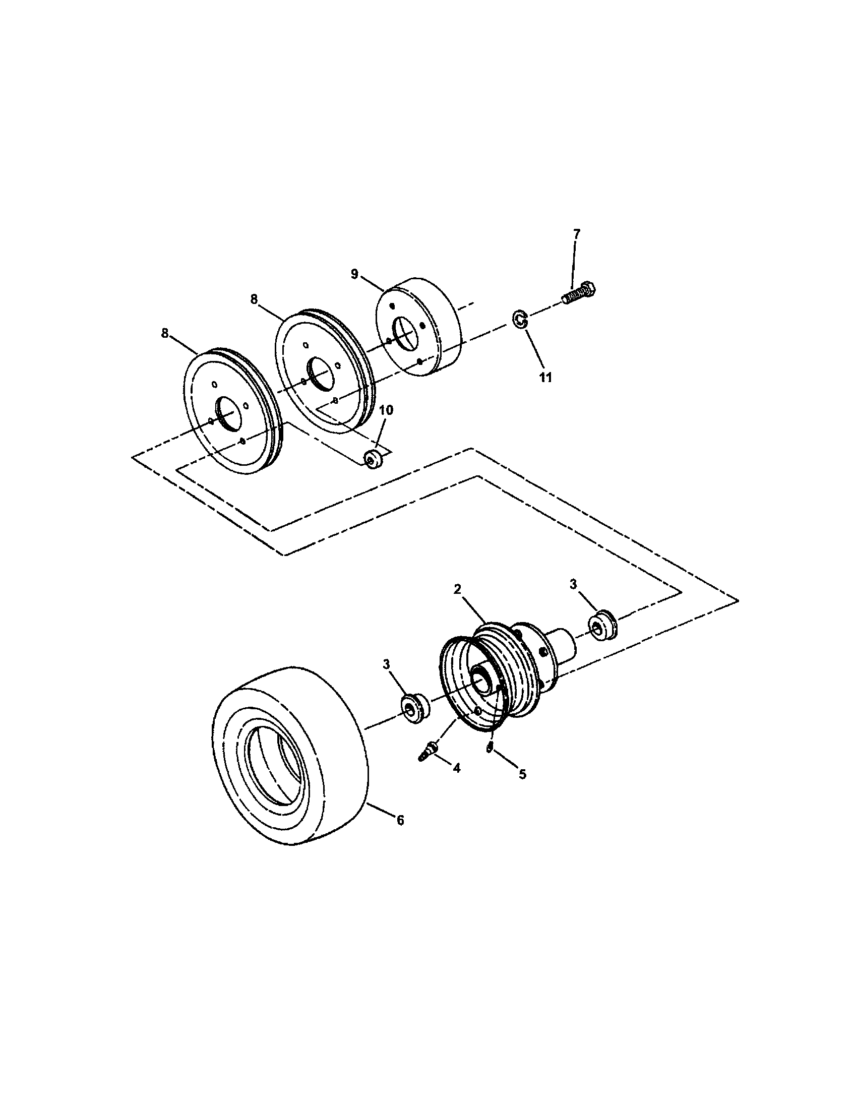 Snapper SPE1250KW traction, rear wheel diagram