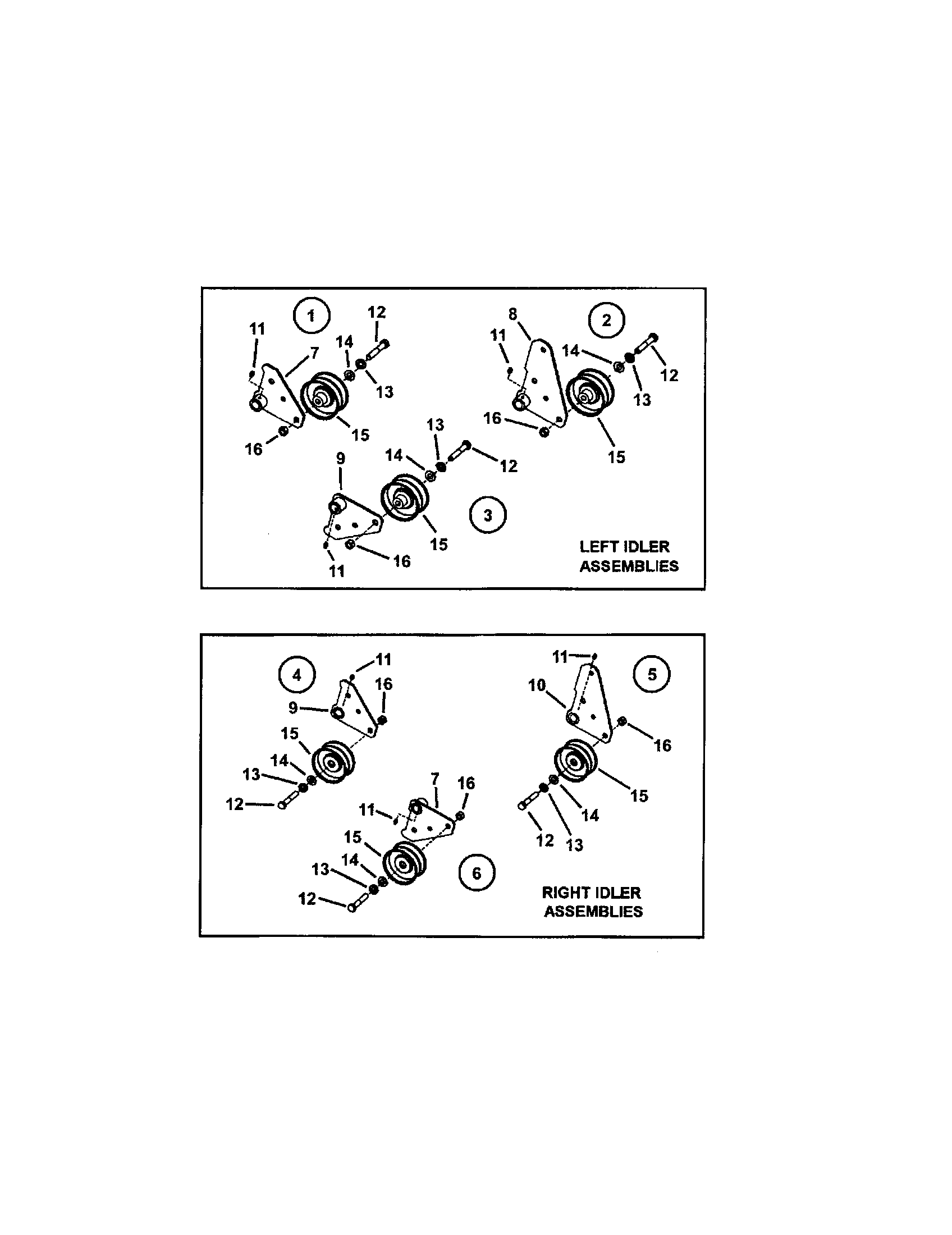 Snapper SPE1250KW left/right idler pulley diagram