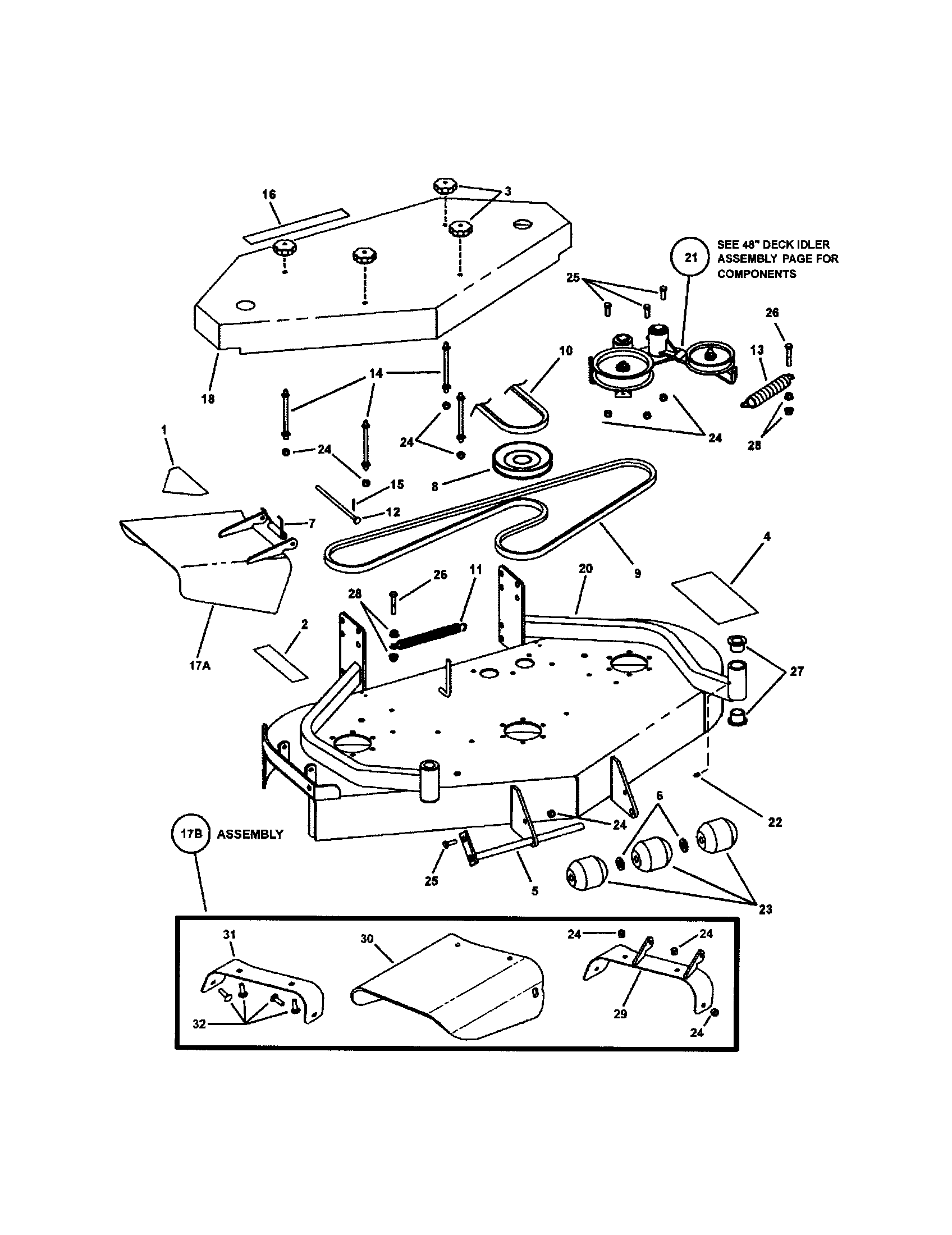 Snapper SPE1250KW 48" mower deck diagram