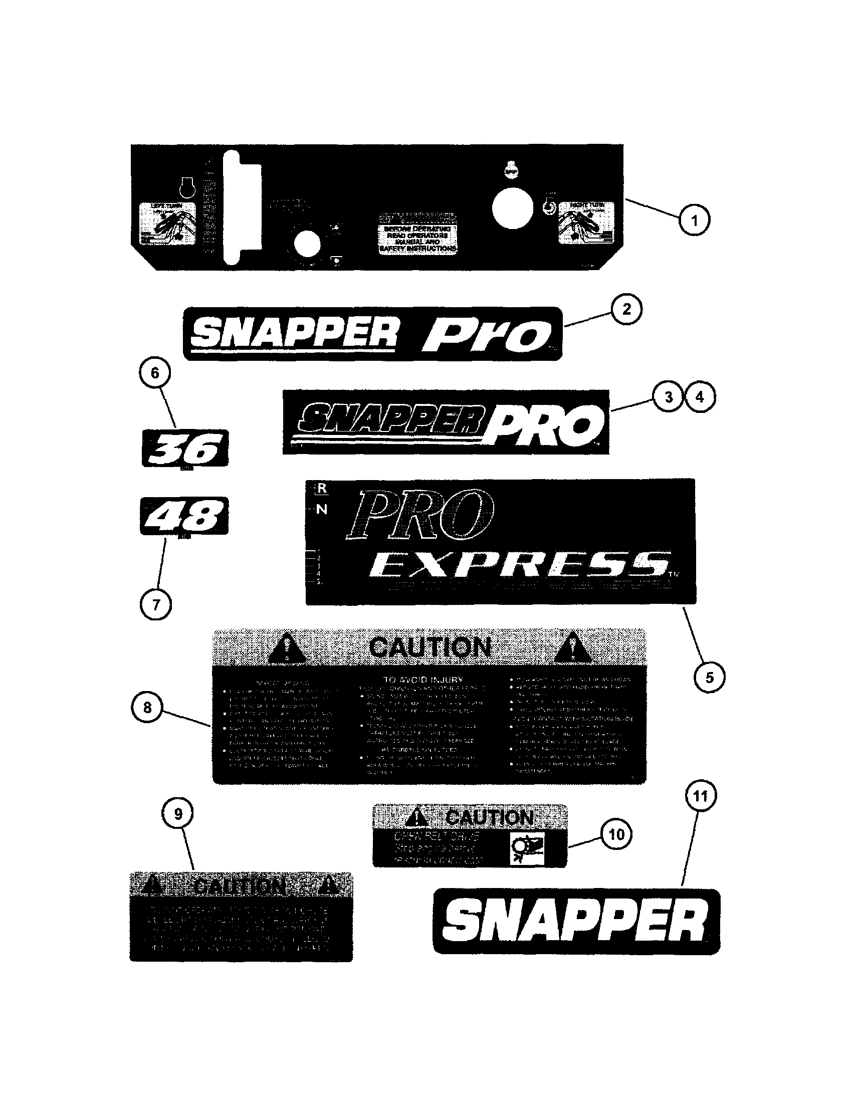 Snapper SPE1250KW decals (pt. 1) diagram
