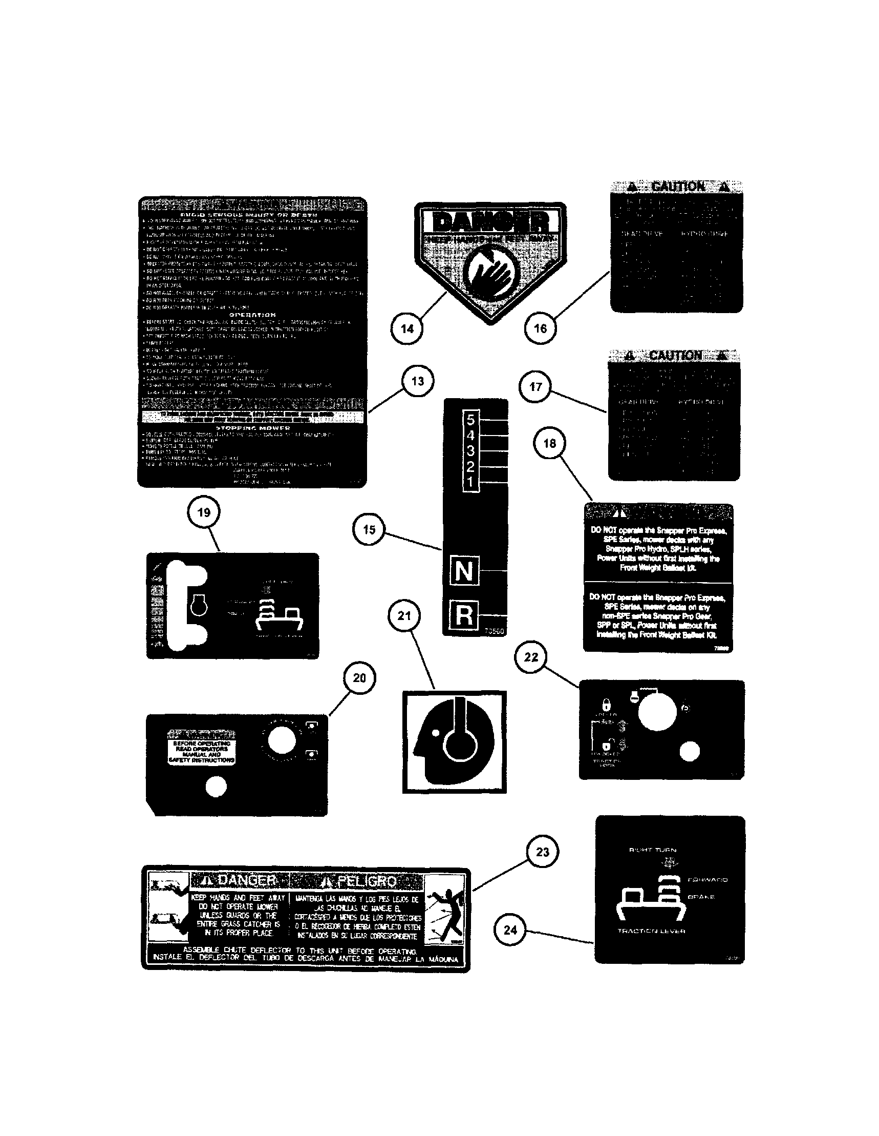 Snapper SPE1250KW decals (pt. 2) diagram