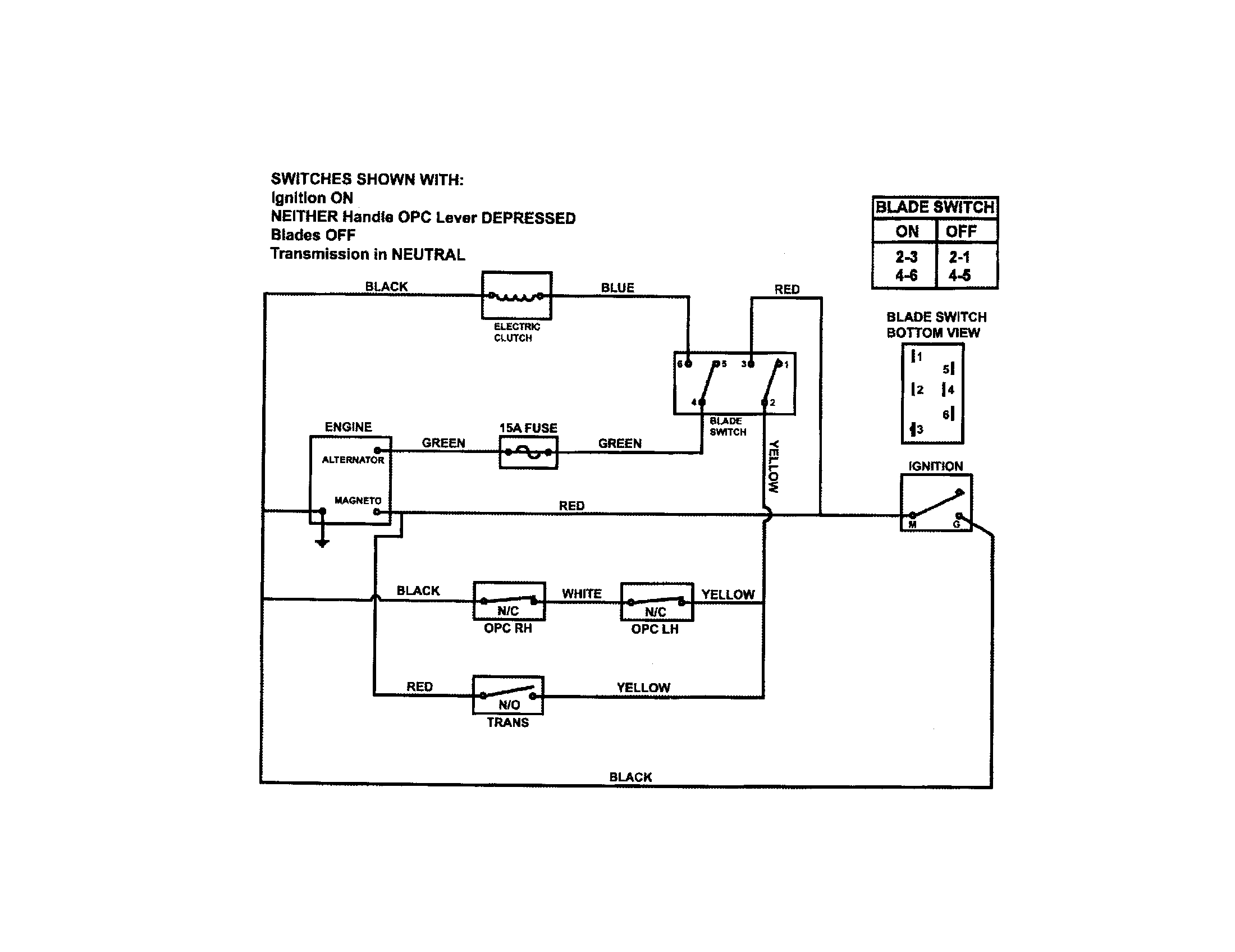 Snapper SPE1250KW wiring (pistol grip handle) diagram
