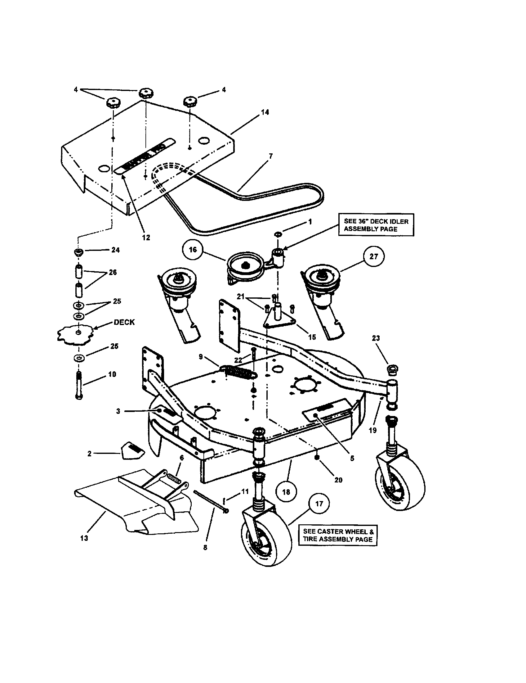 Snapper SPA480-SERIES 1-2 36" mower deck (fixed height) diagram