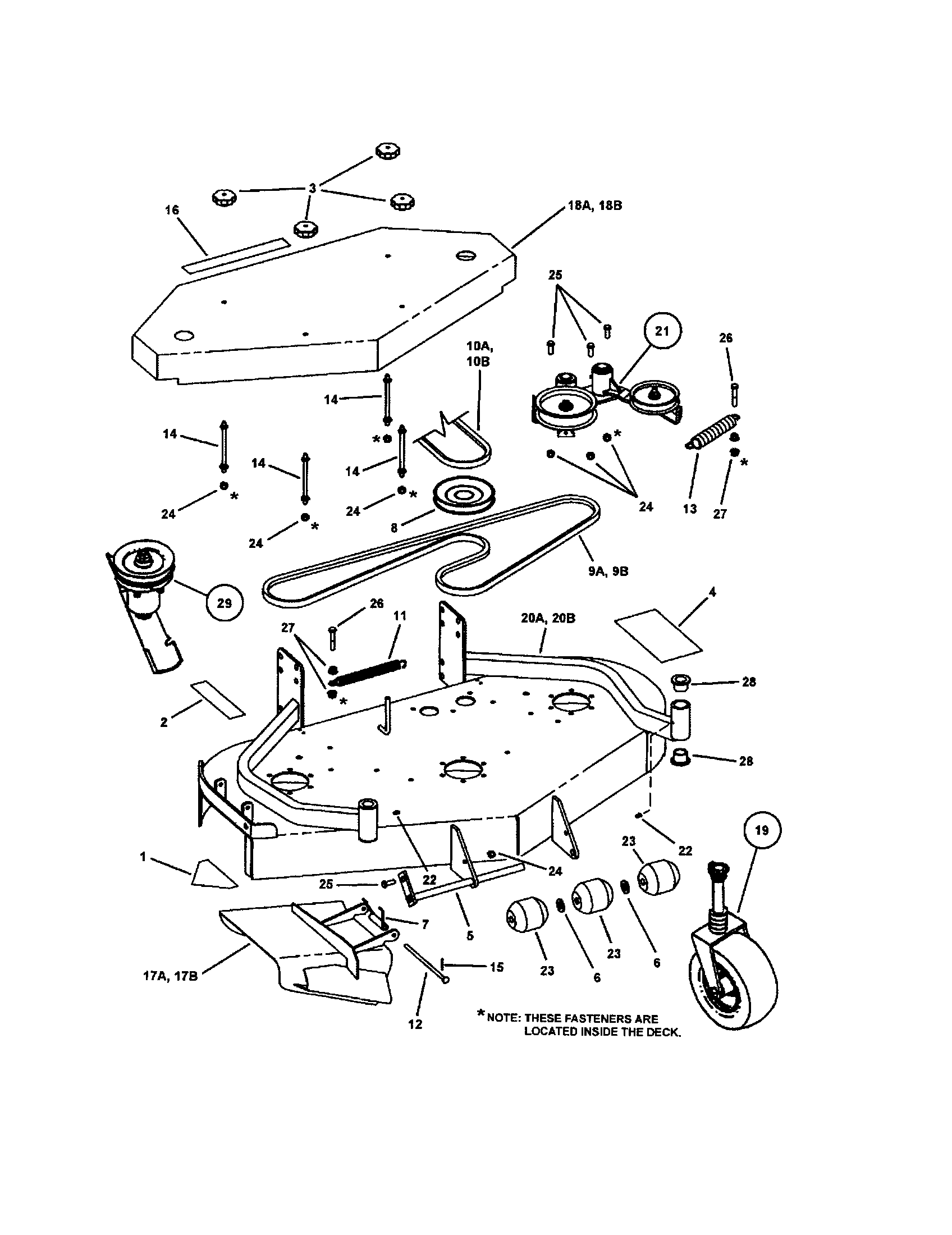Snapper SPA480-SERIES 1-2 48"/52" mower deck (fixed height) diagram
