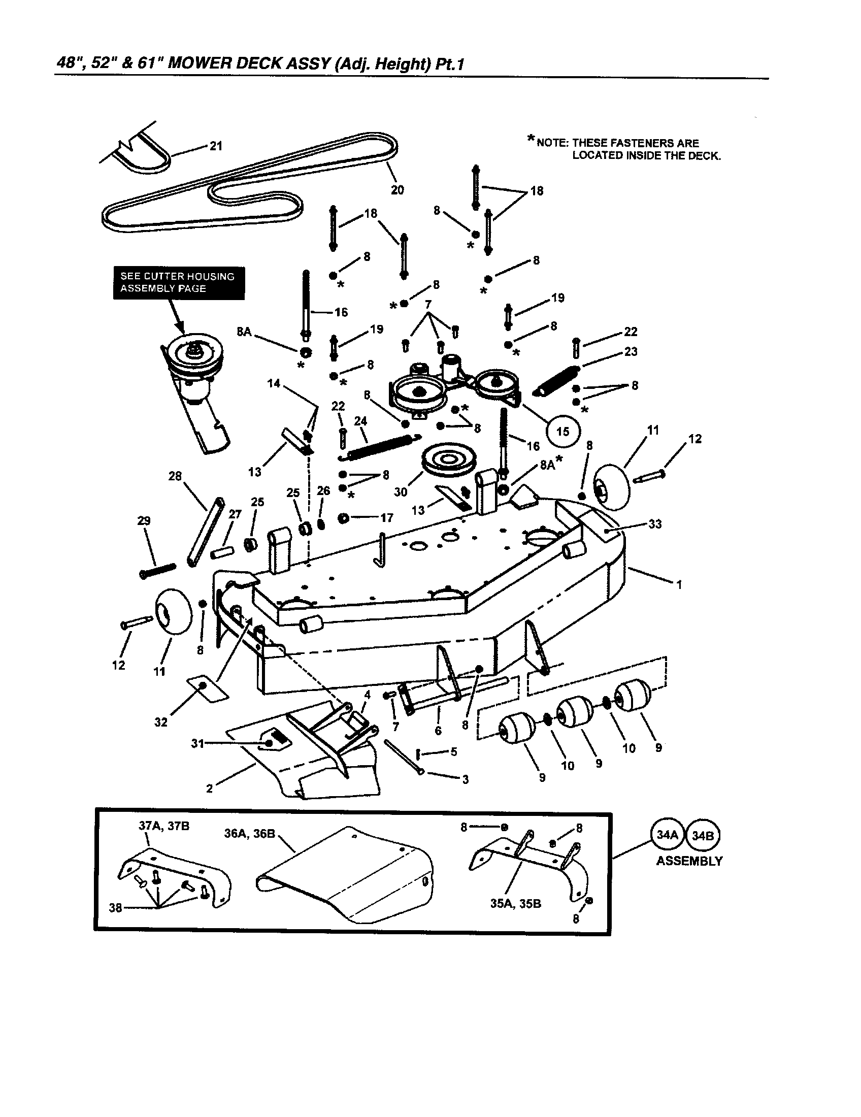 Snapper SPA480-SERIES 1-2 48"/52"/61" mower deck diagram
