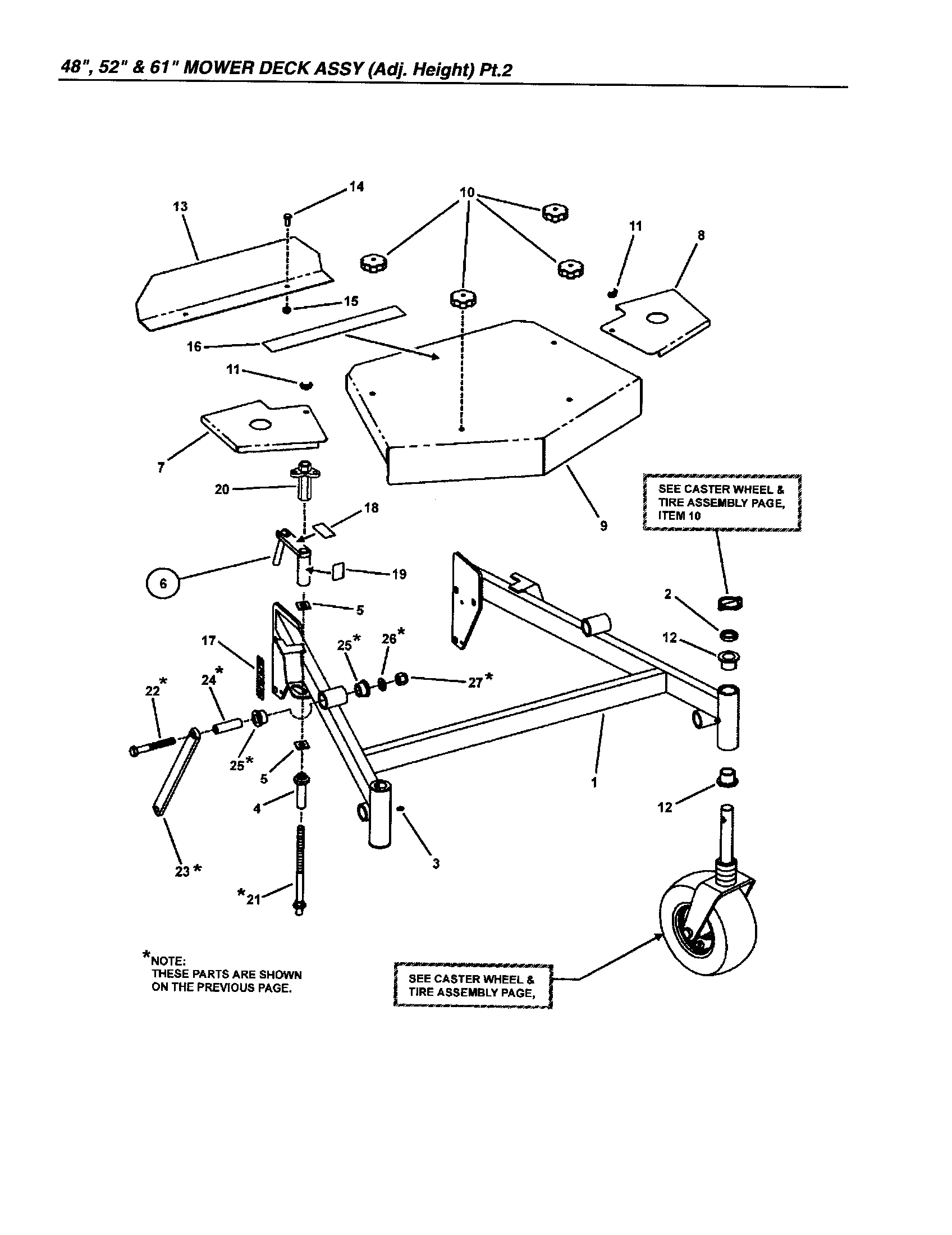 Snapper SPA480-SERIES 1-2 48"/52"/61" mower deck diagram