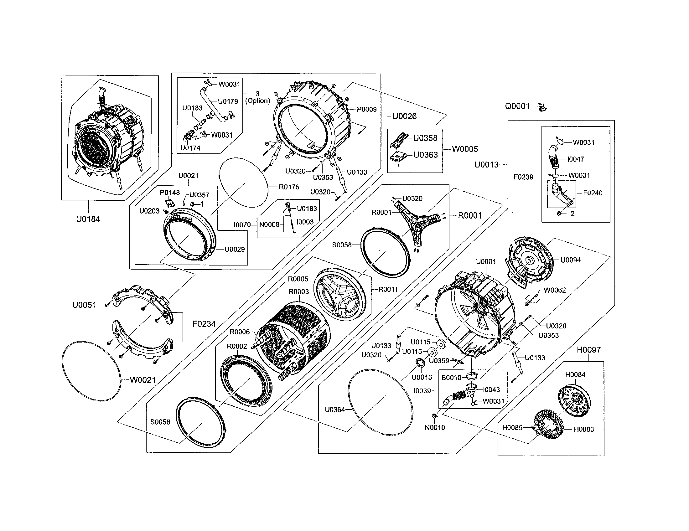 Samsung WF438AAR/XAA tub and drum diagram