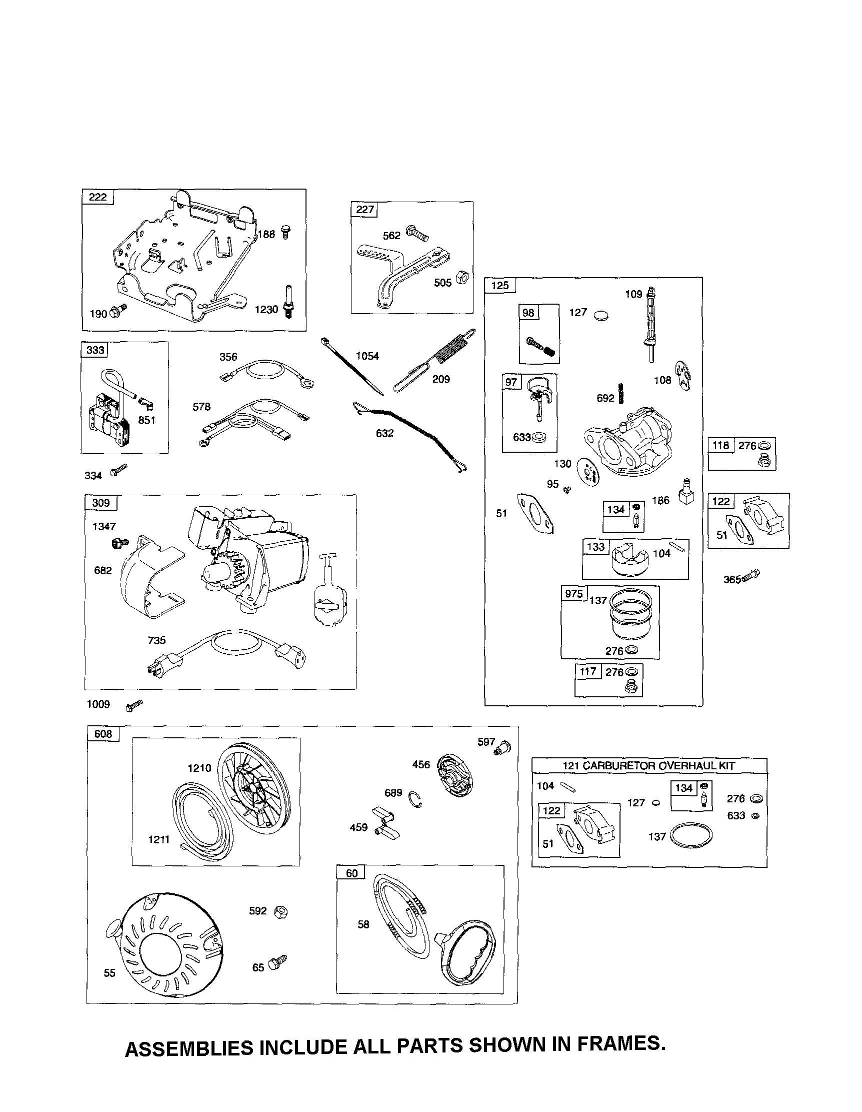 Craftsman 247889990 carburetor/rewind starter diagram