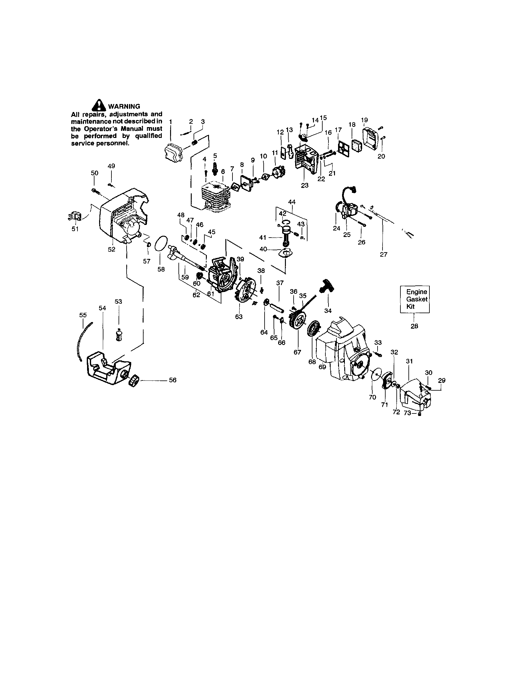 Craftsman 358795591 cylinder/crankshaft/crankcase diagram