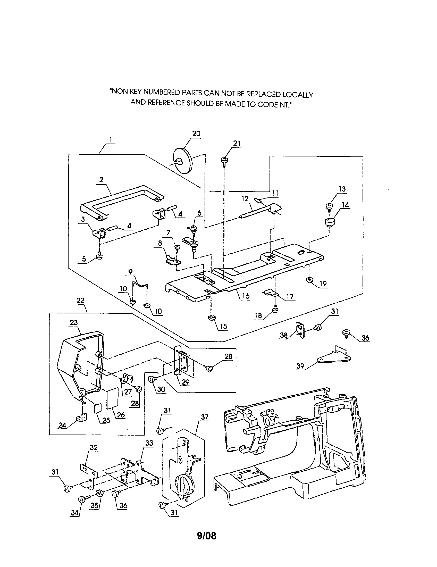Kenmore 38517526590 top cover/face cover diagram