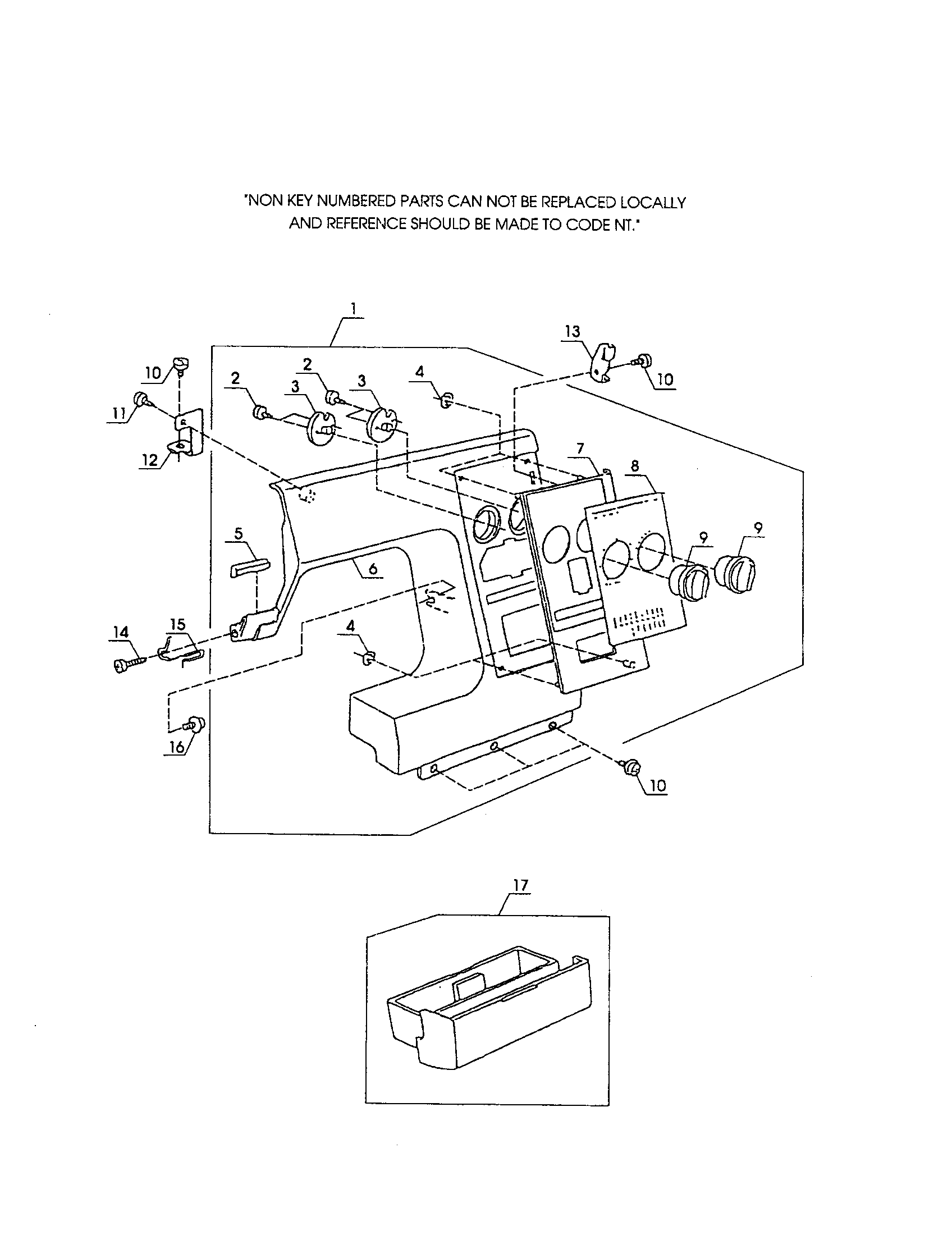 Kenmore 38517526590 control panel/extension table diagram