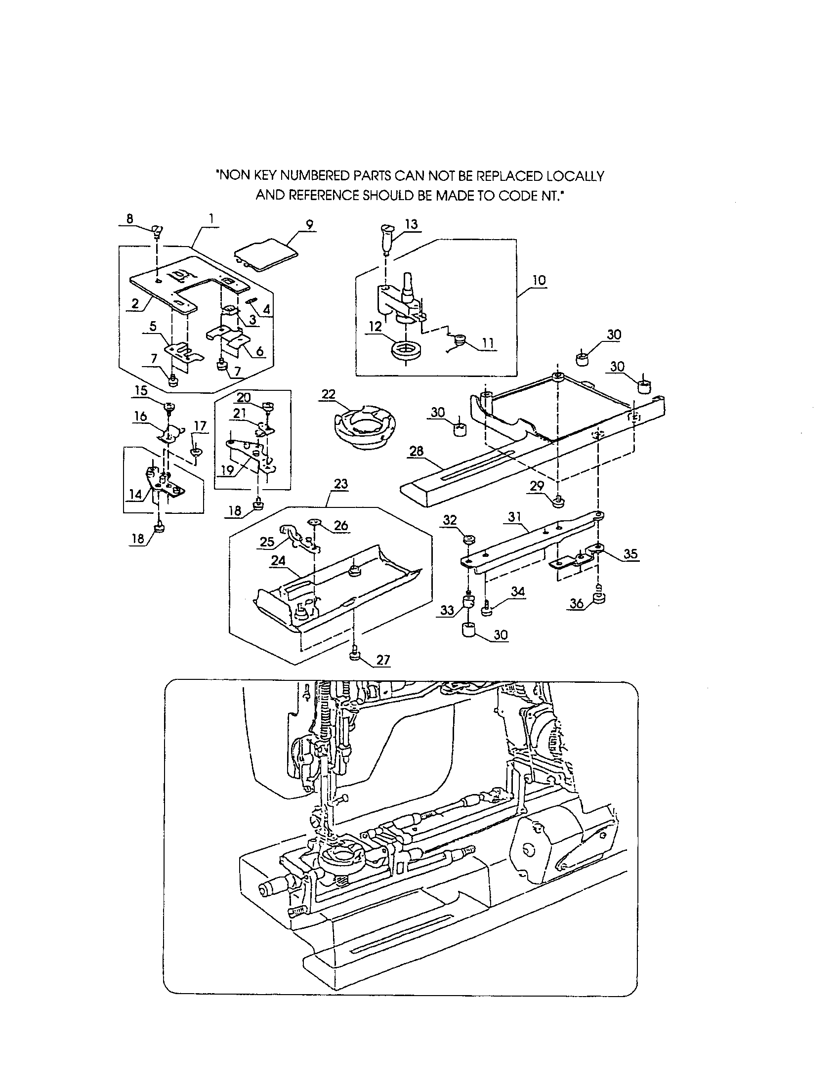 Kenmore 38517526590 needle plate/bed cover diagram