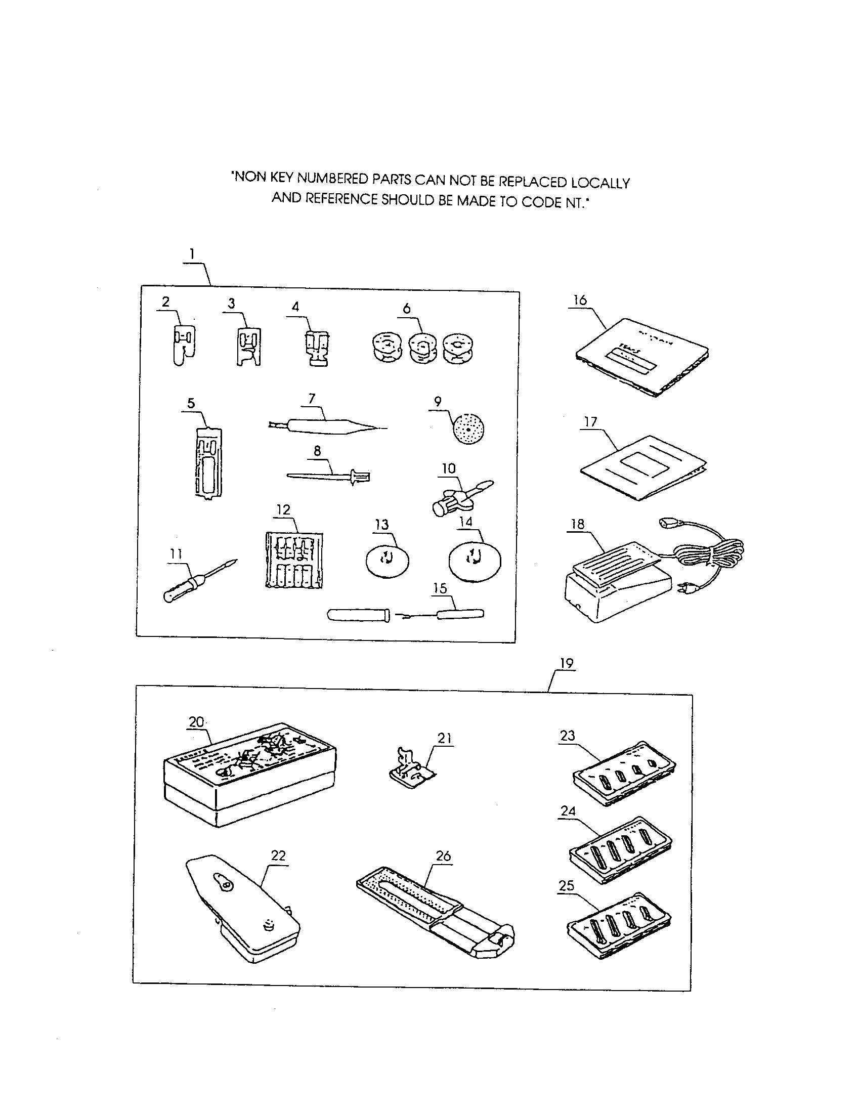 Kenmore 38517526590 accessory set/buttonhole attachment diagram
